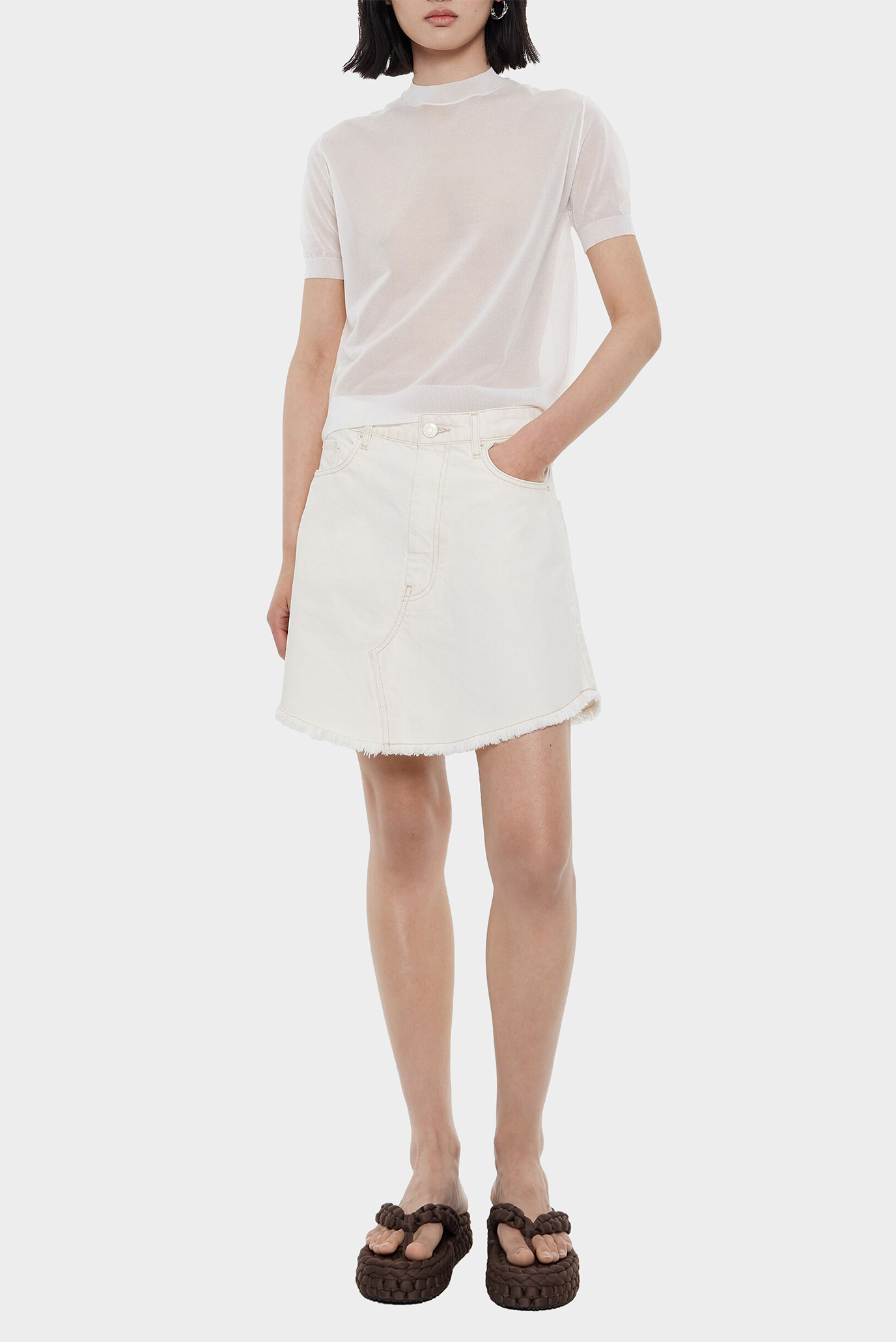 Женская белая джинсовая юбка 1