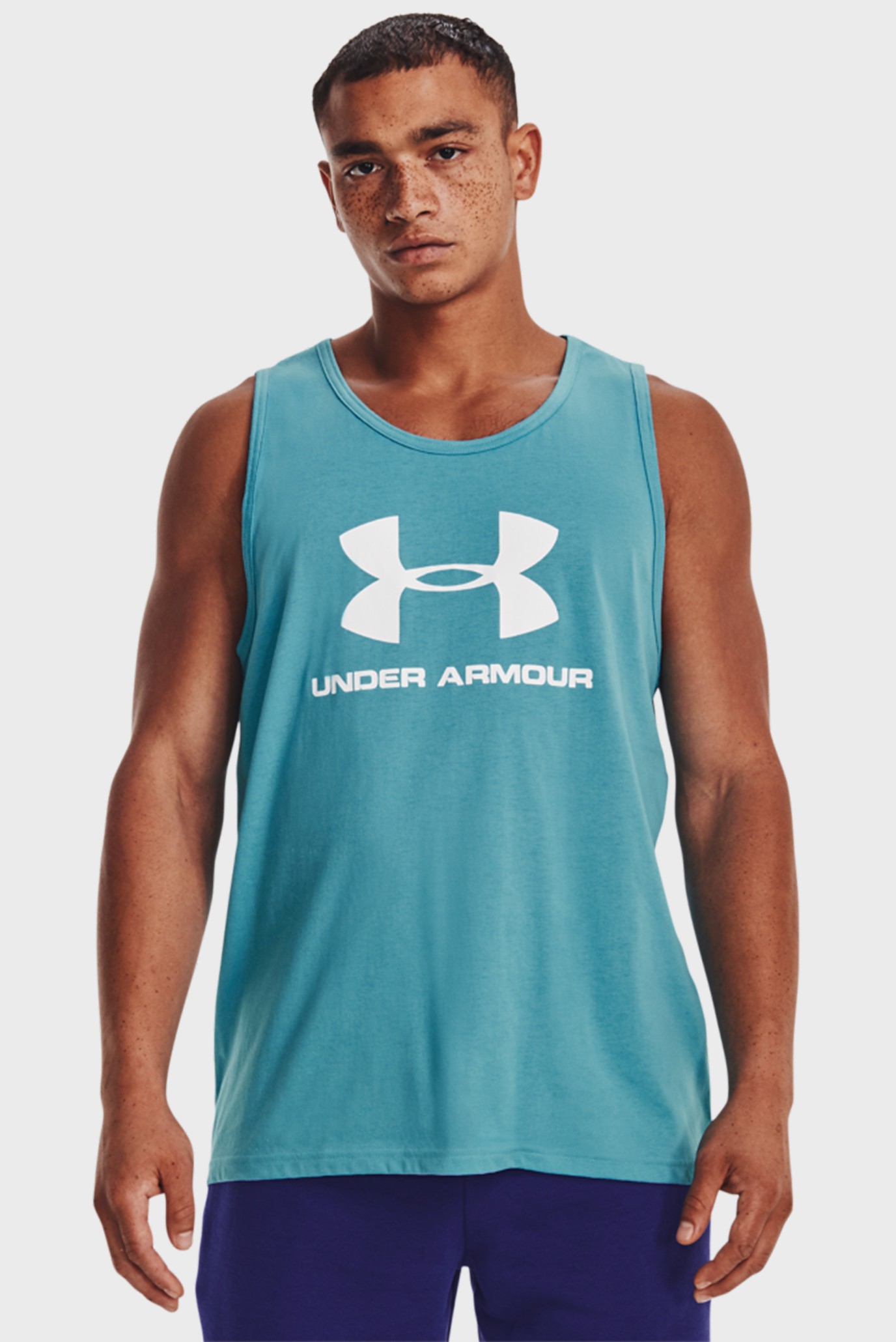 Мужская голубая майка UA SPORTSTYLE LOGO TANK 1