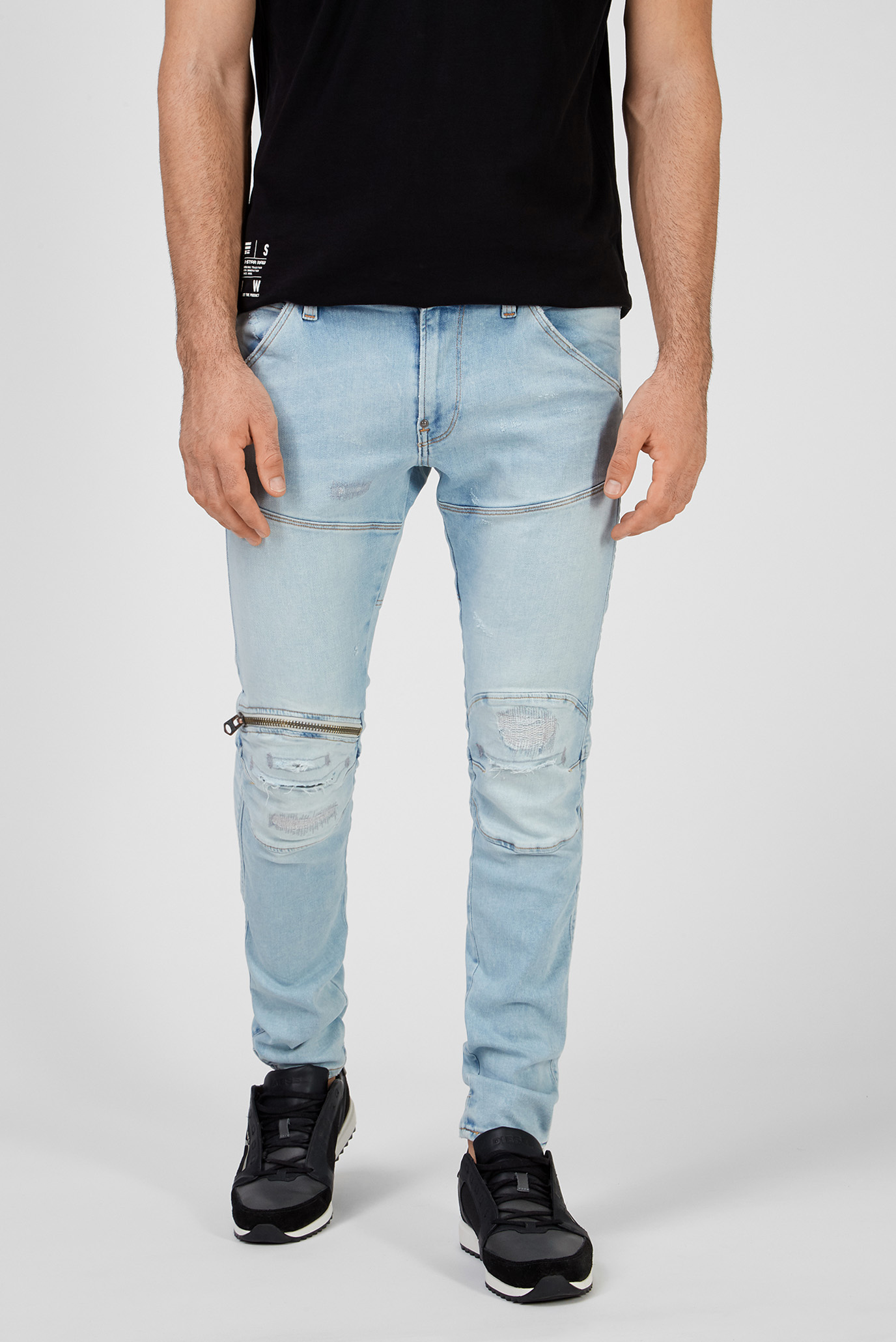 Чоловічі блакитні джинси 5620 3D Zip Knee Skinny 1