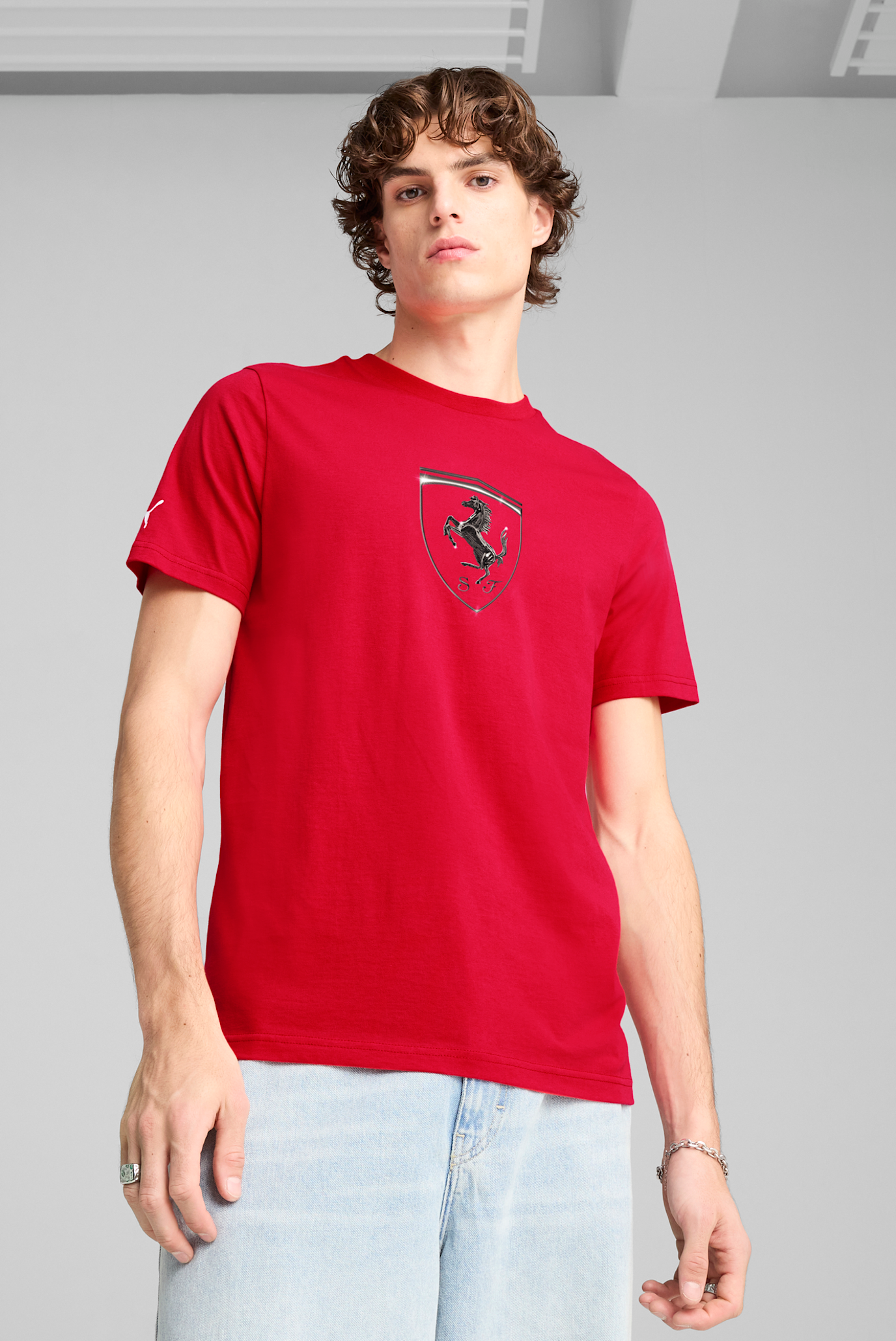 Чоловіча червона футболка Scuderia Ferrari Race Tonal Big Shield Tee Men 1