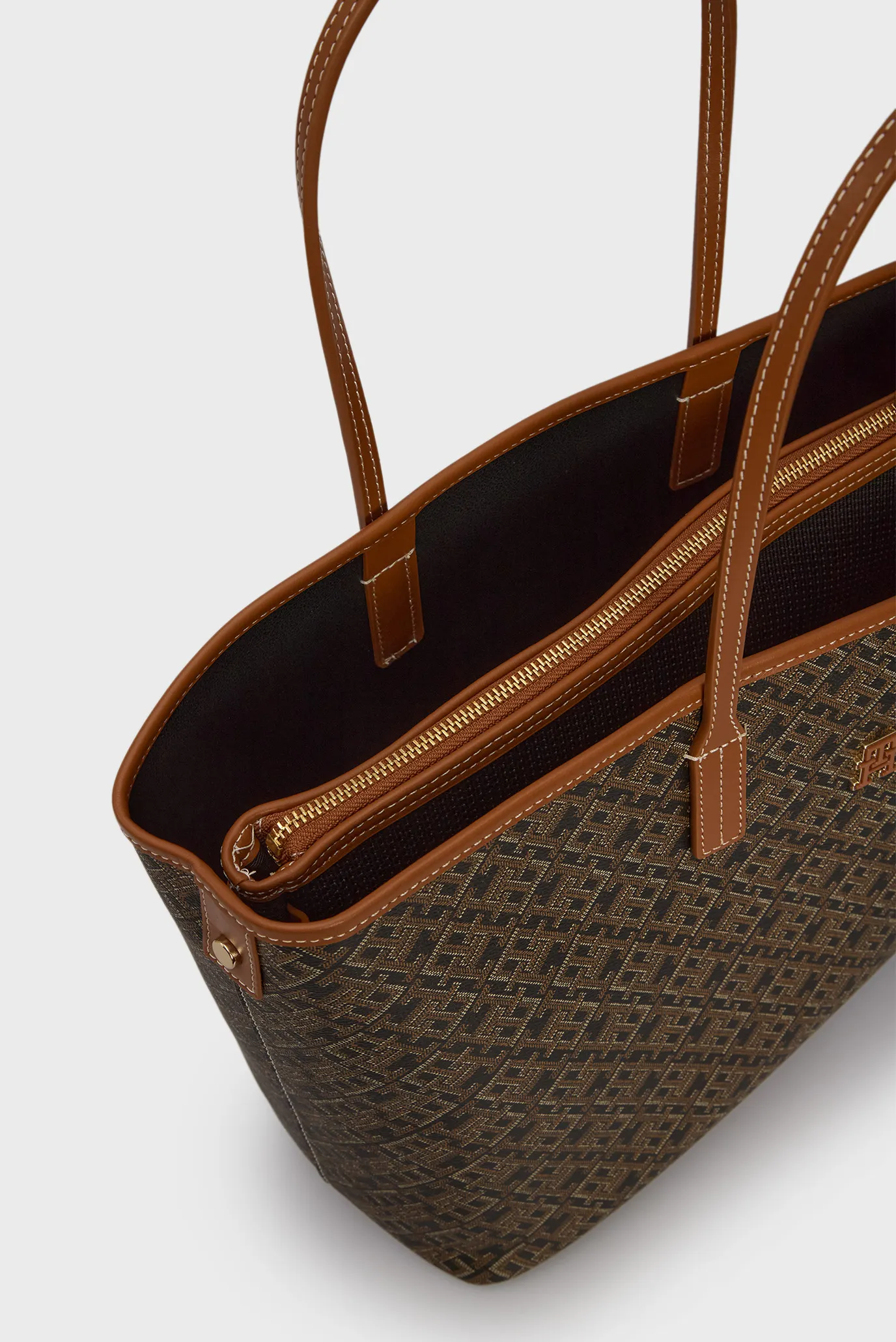 Жіноча коричнева сумка з візерунком TH MONOPLAY LEATHER TOTE 6