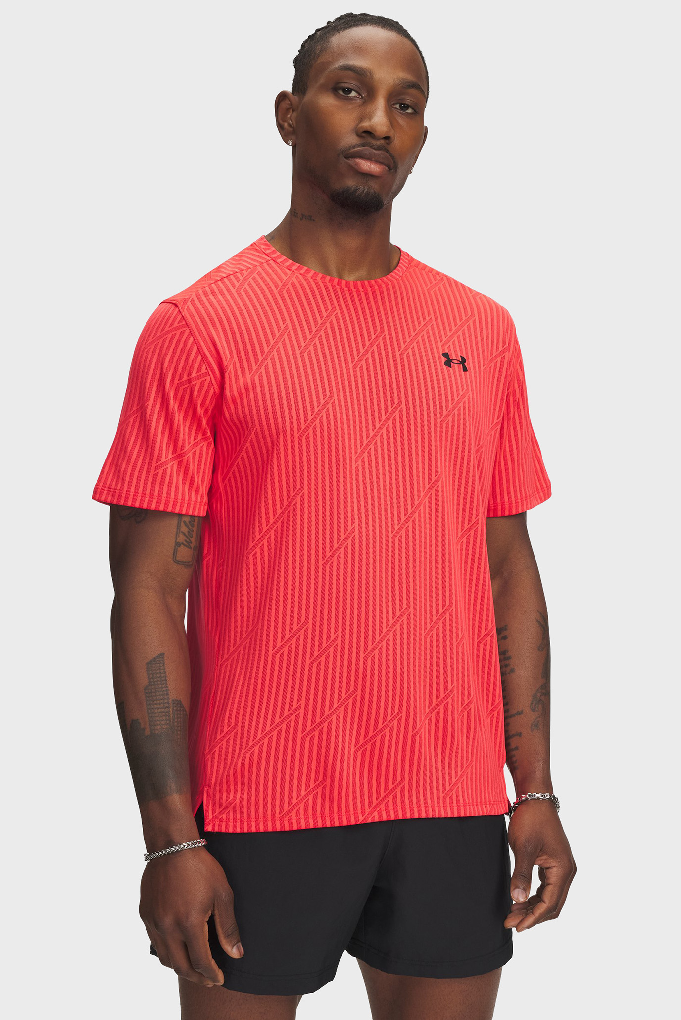 Мужская красная футболка в полоску UA Tech Vent Jacquard Красный XXL Under Armour 6005932-713 Мужская красная футболка в полоску UA Tech Vent Jacquard Красный XXL Under Armour 6005932-713