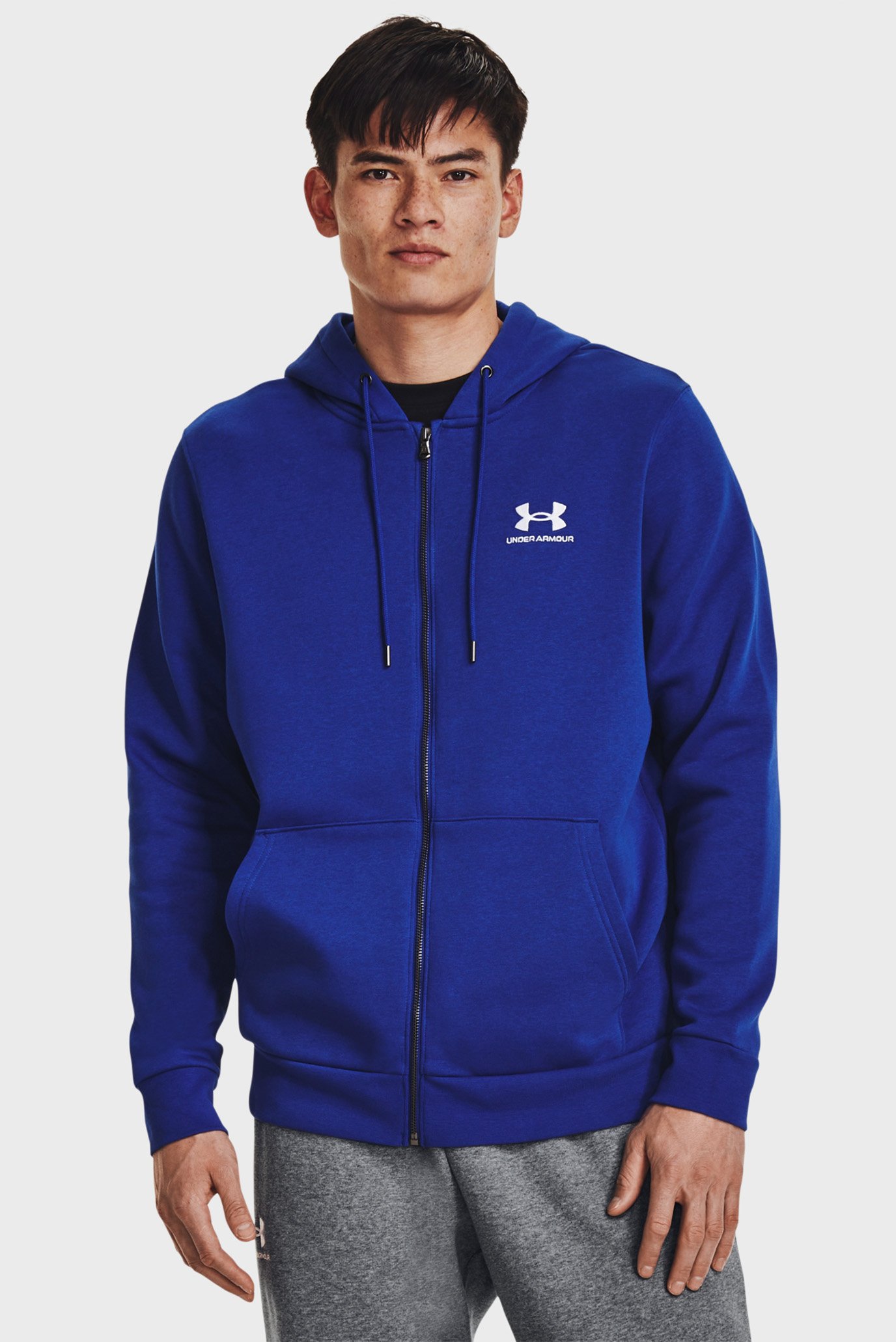 Чоловіче синє худі UA Essential Fleece FZ 1