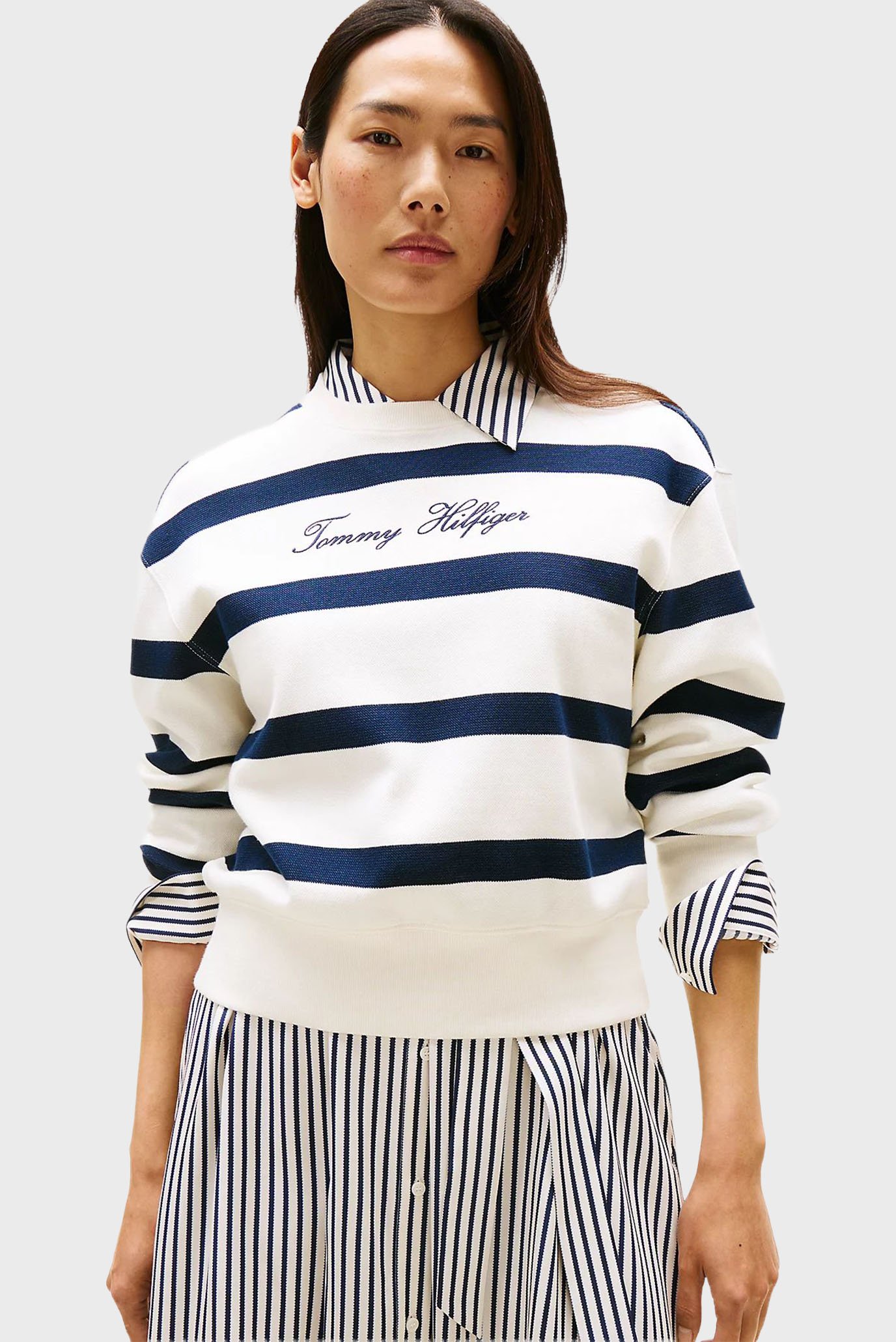 Женский свитшот в полоску SCRIPT REG Разноцветный M Tommy Hilfiger WW0WW45743