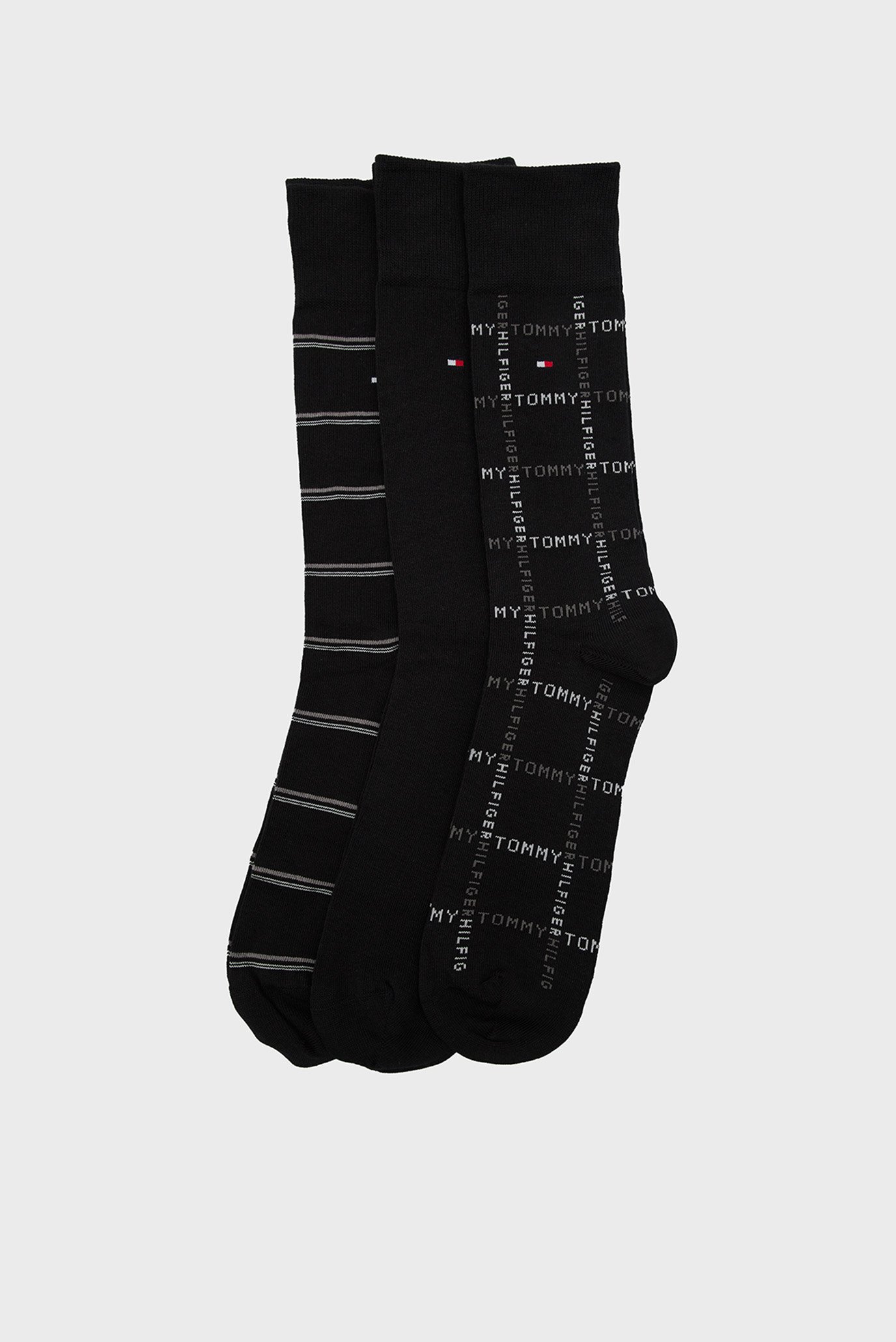 Чоловічі чорні шкарпетки (3 пари) GIFTBOX GRID STRIPE 1
