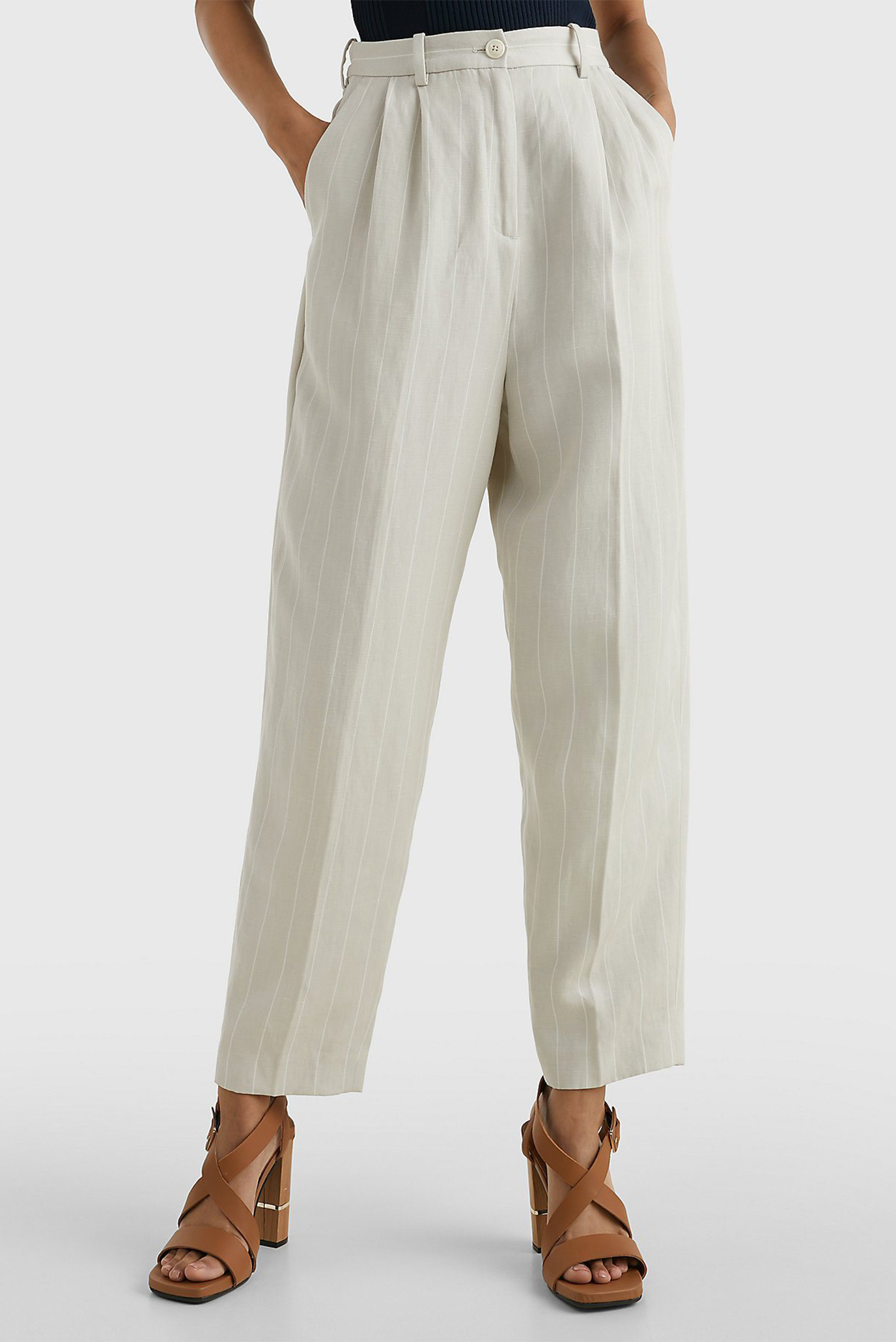 Жіночі білі брюки у смужку PINSTRIPE TAPERED 1
