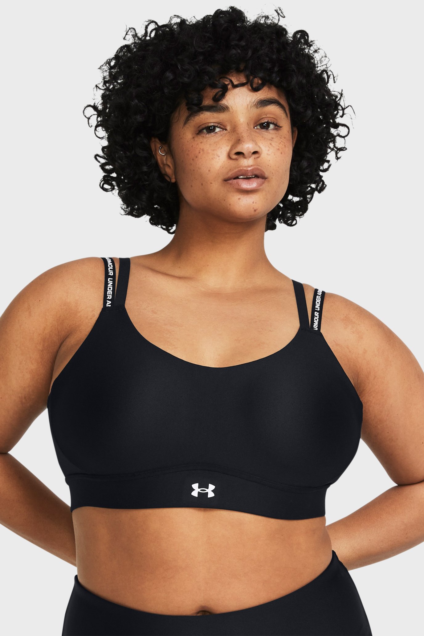 Женский черный топ UA Infinity Mid 2.0 Rib Bra 1