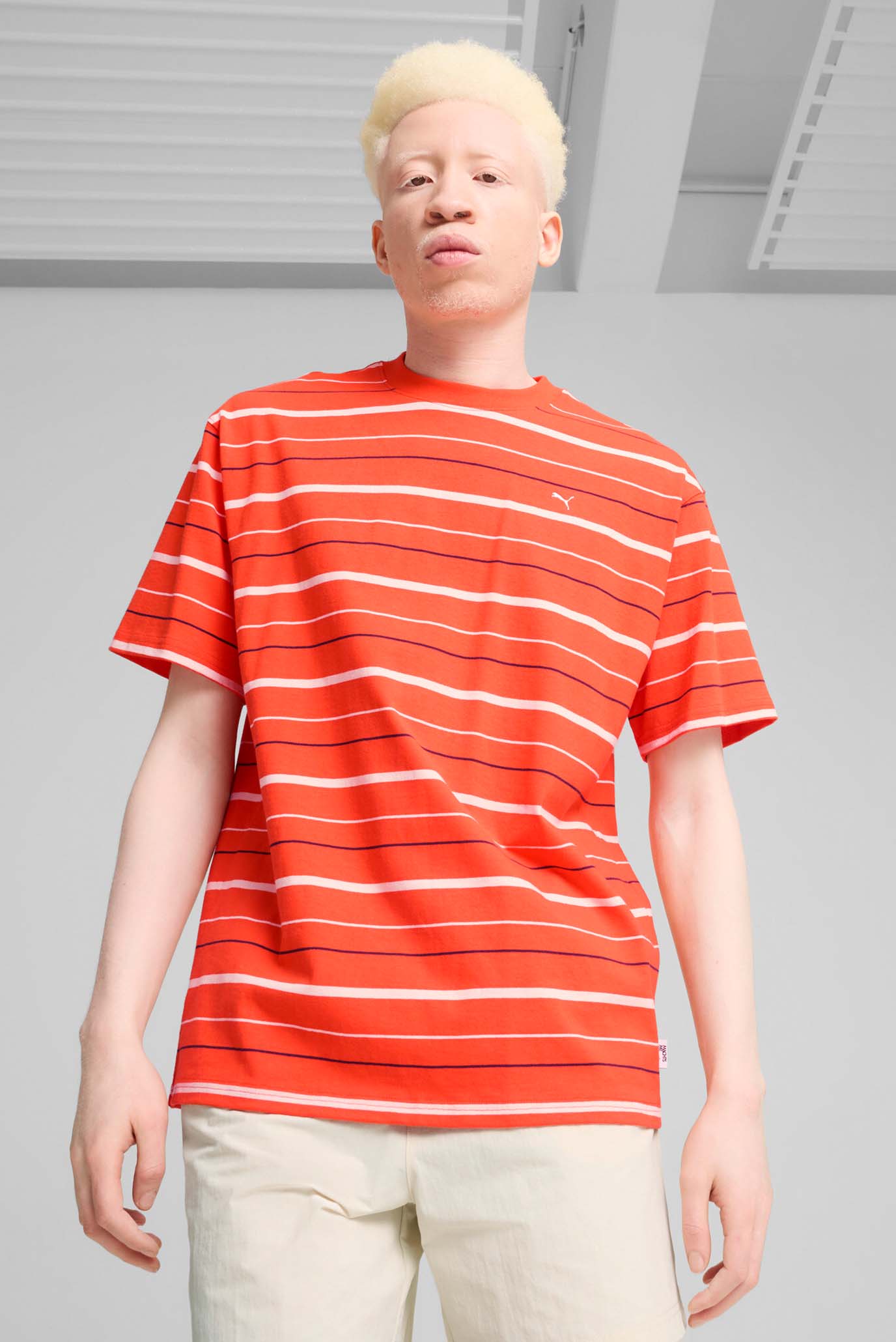 Чоловіча червона футболка у смужку MMQ Striped Tee Men 1