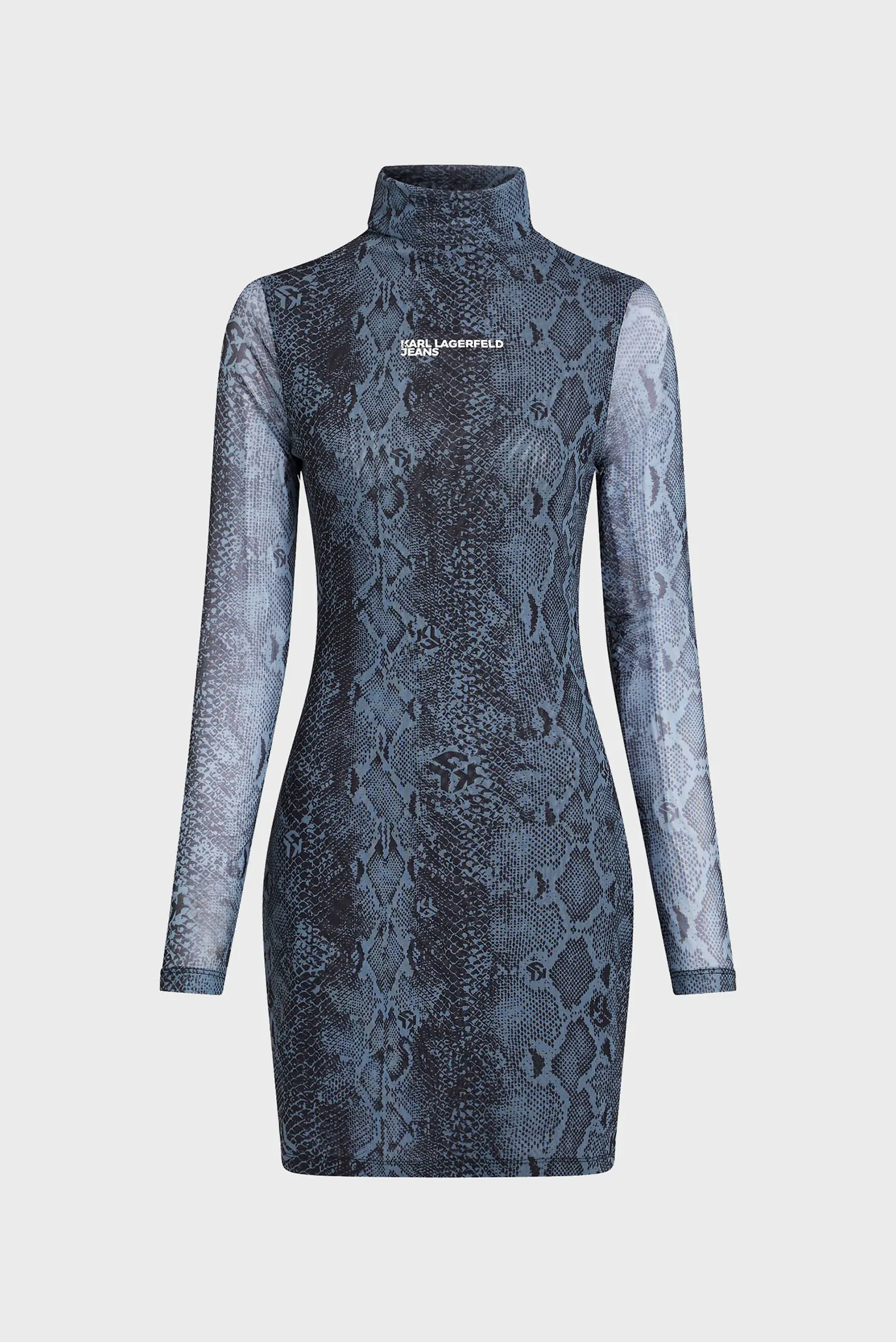 Женское синее платье с узором klj mesh reptile 5