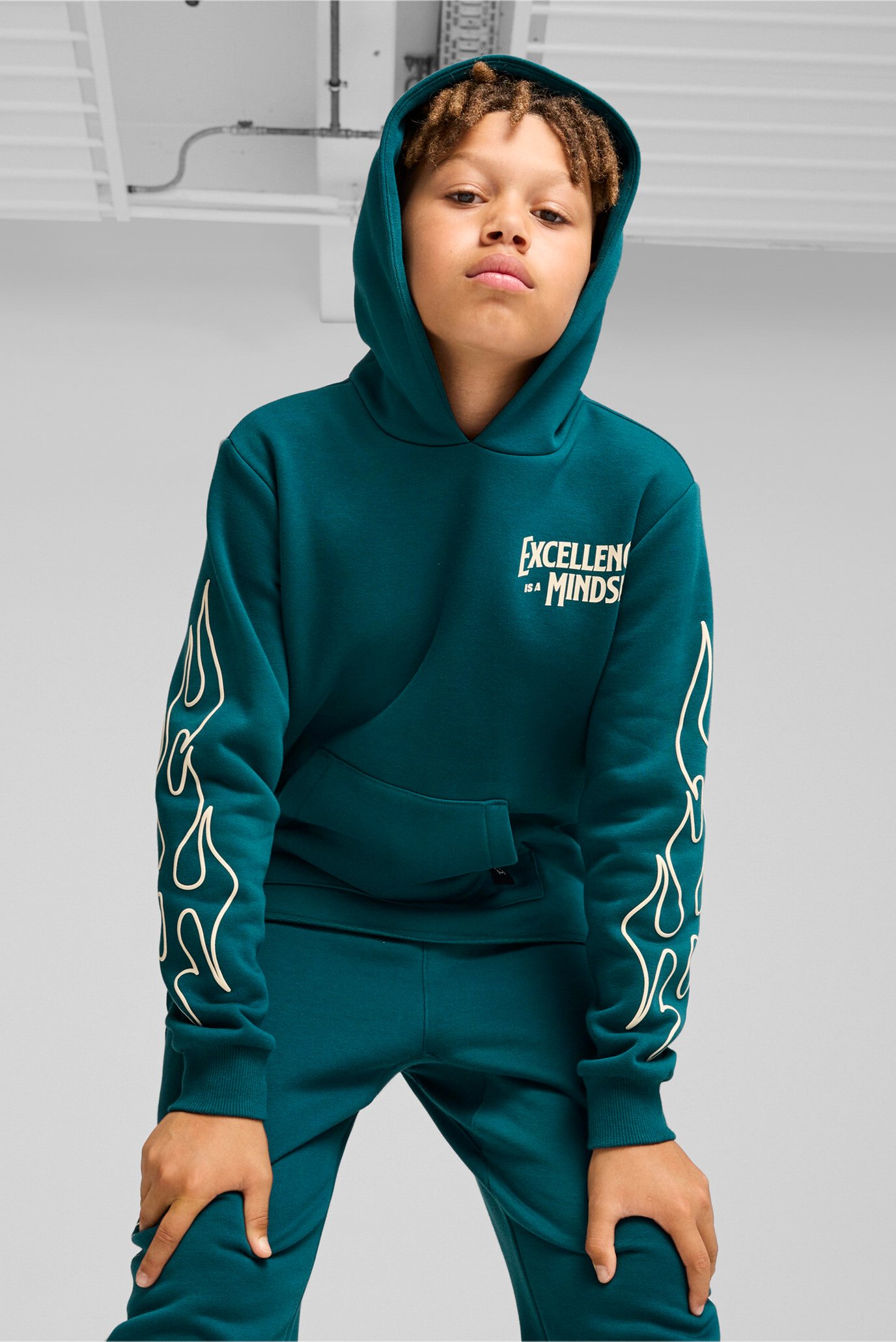 Детское зеленое худи Basketball Caution Hoodie Youth 1