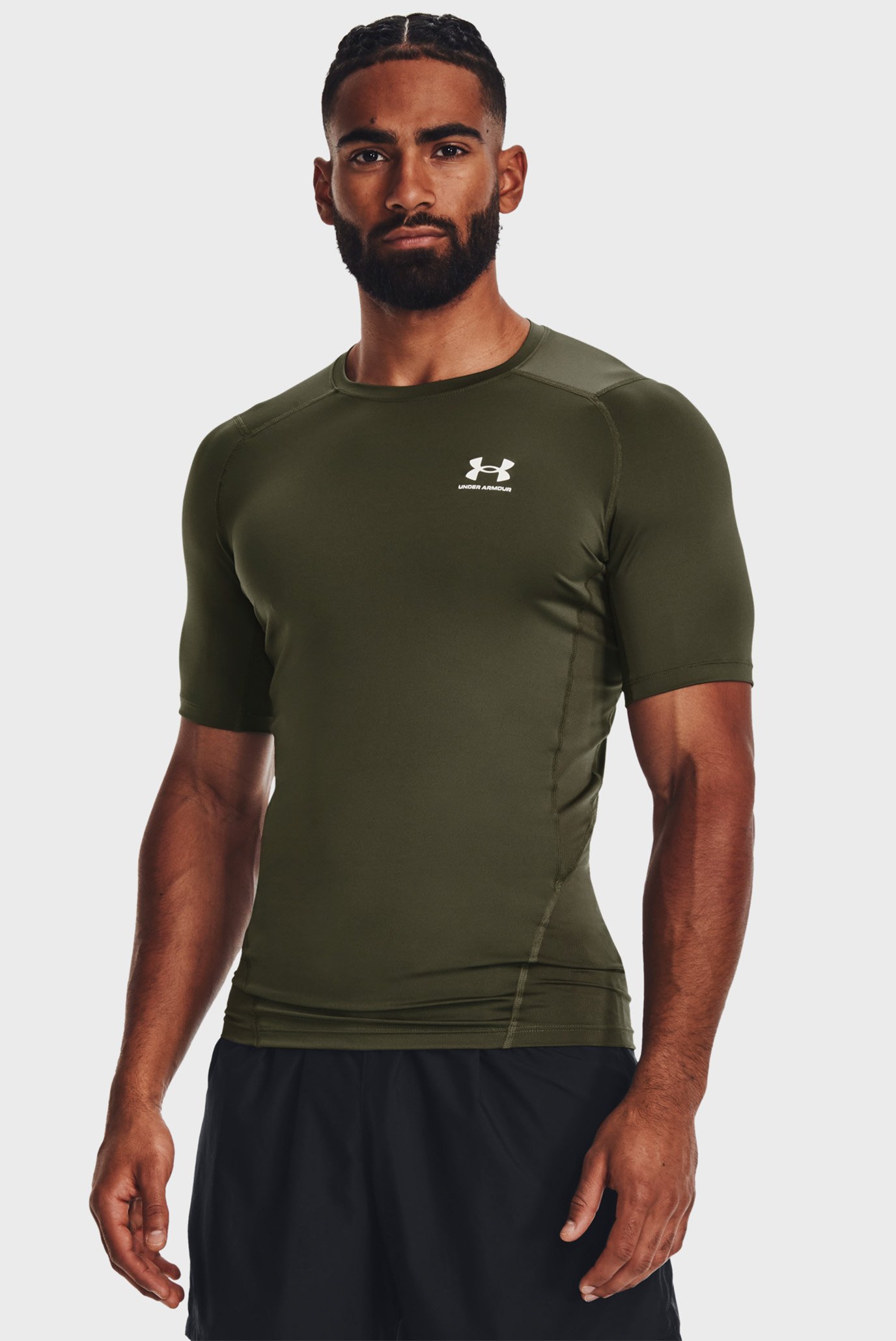 Мужская зеленая футболка UA HG Armour Comp SS 1