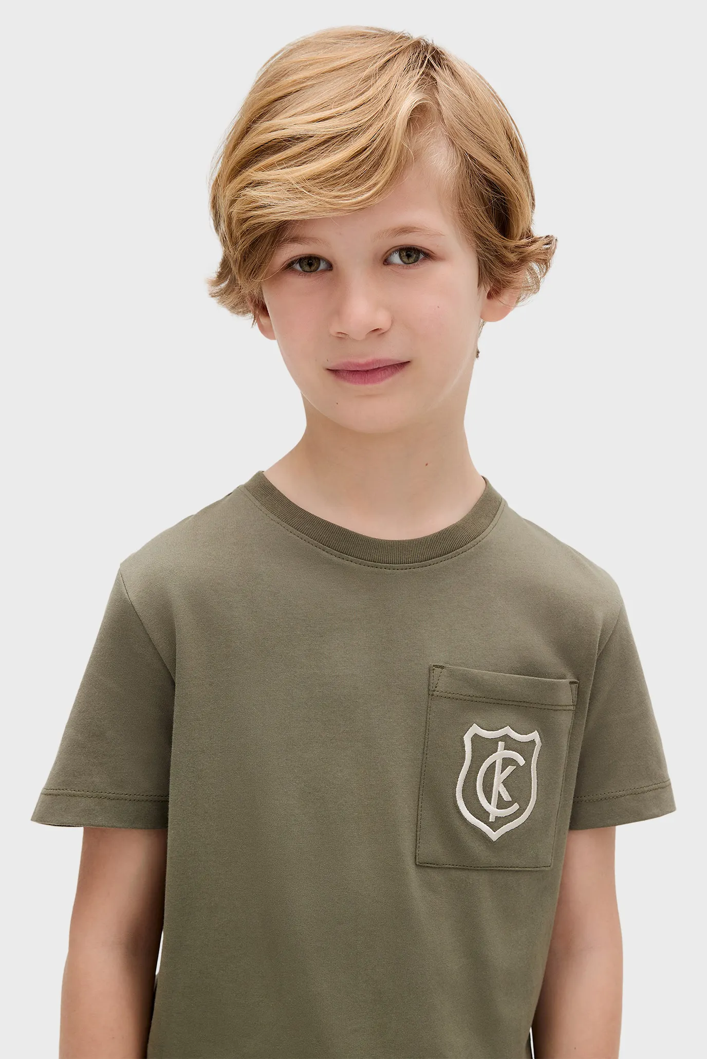 Детская оливковая футболка CREST LOGO 5
