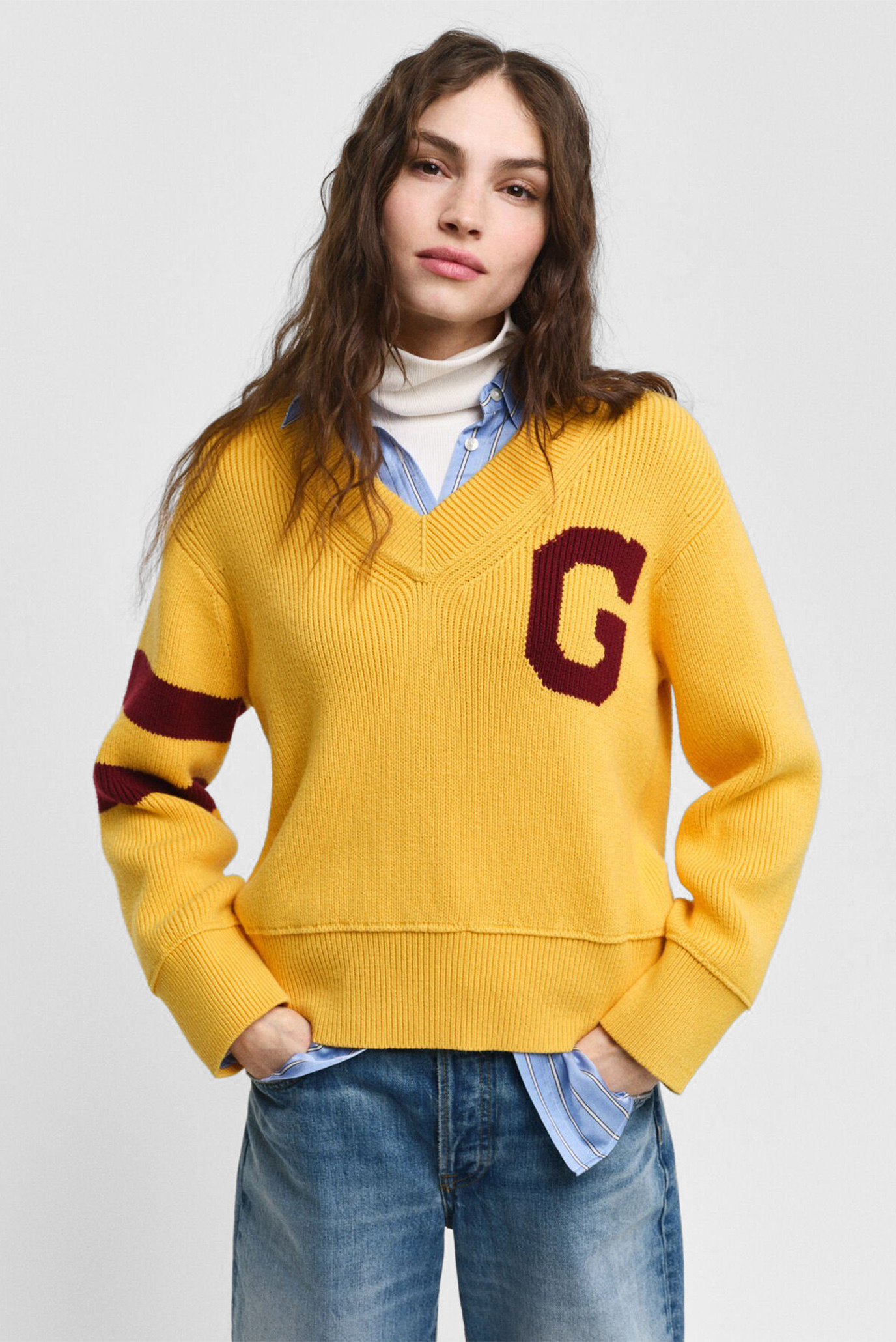 Женский желтый пуловер GANT VARSITY 1