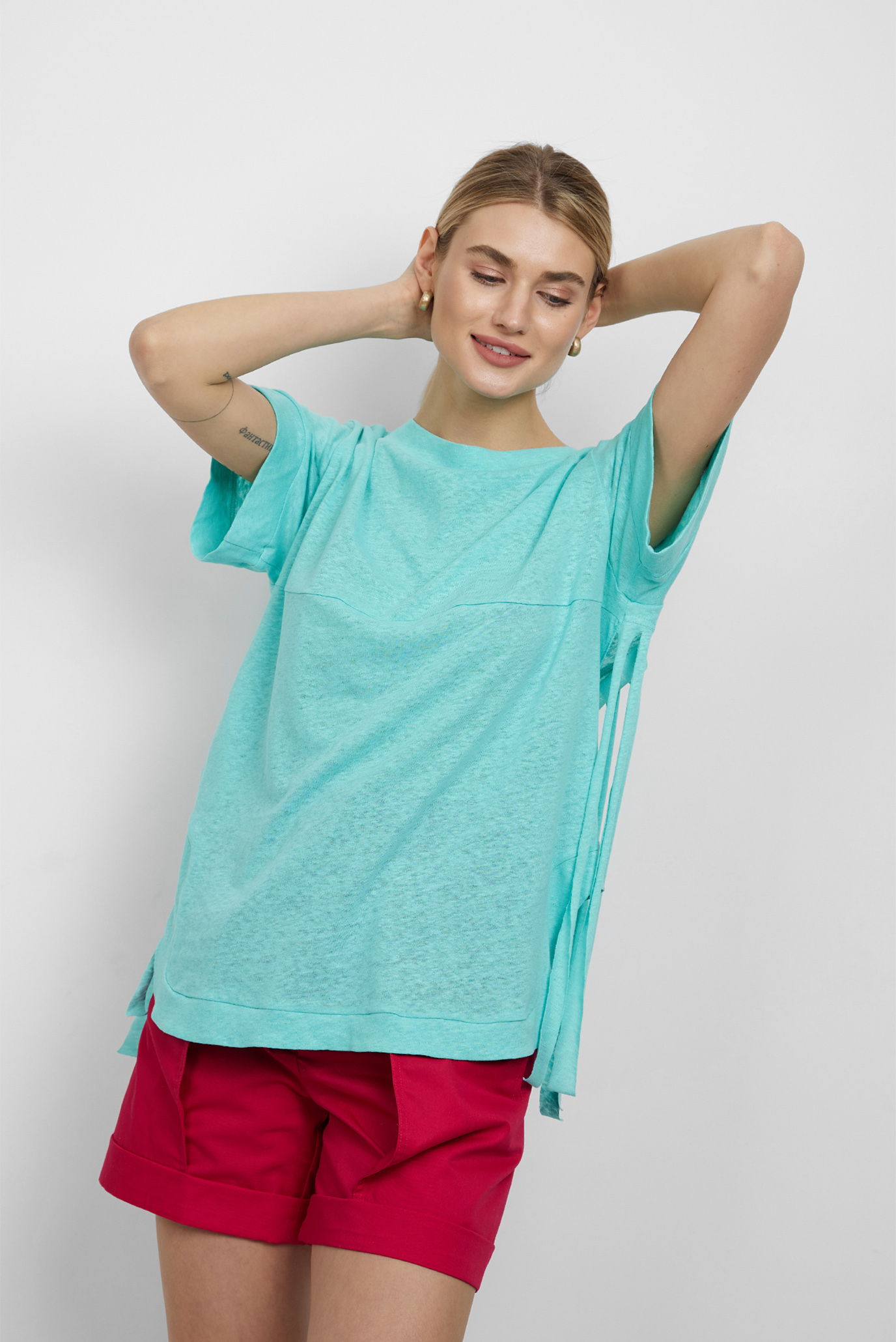 Женская бирюзовая льняная футболка ANDRE TAN 34098 — MD-Fashion