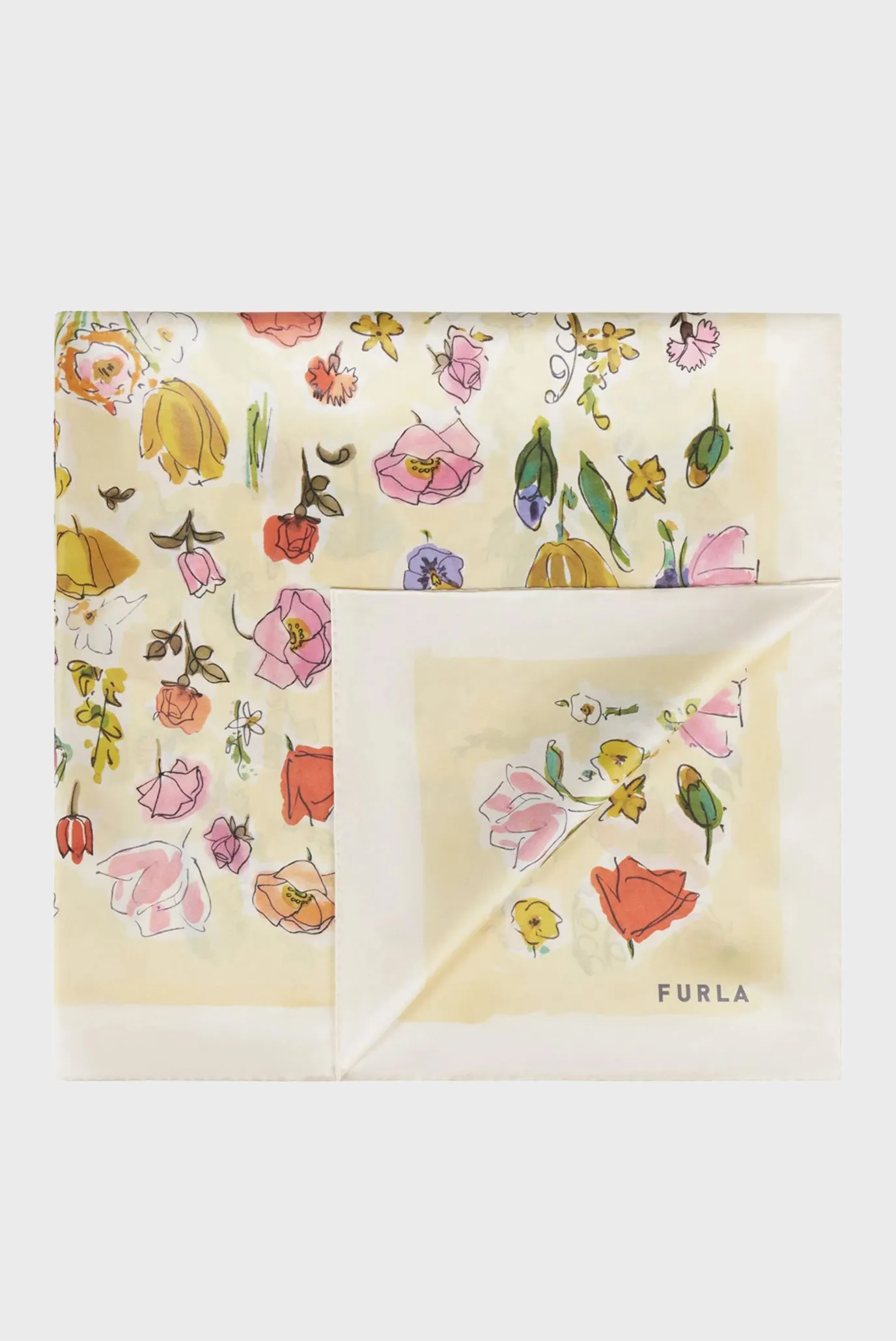 Женский желтый шелковый платок с узором 2