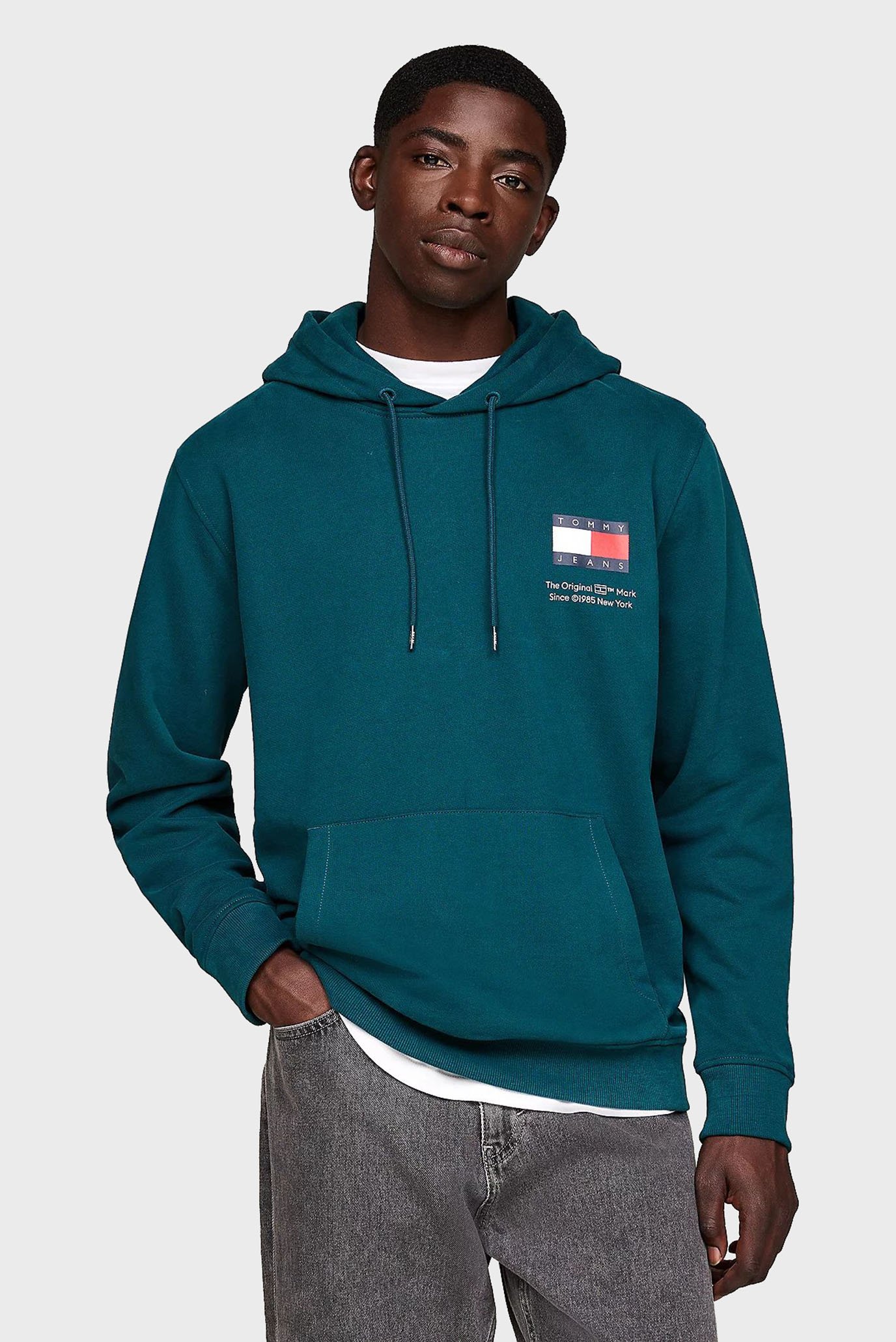 Чоловіче бірюзове худі TJM REG ESSENTIAL FLAG HOOD EXT 1