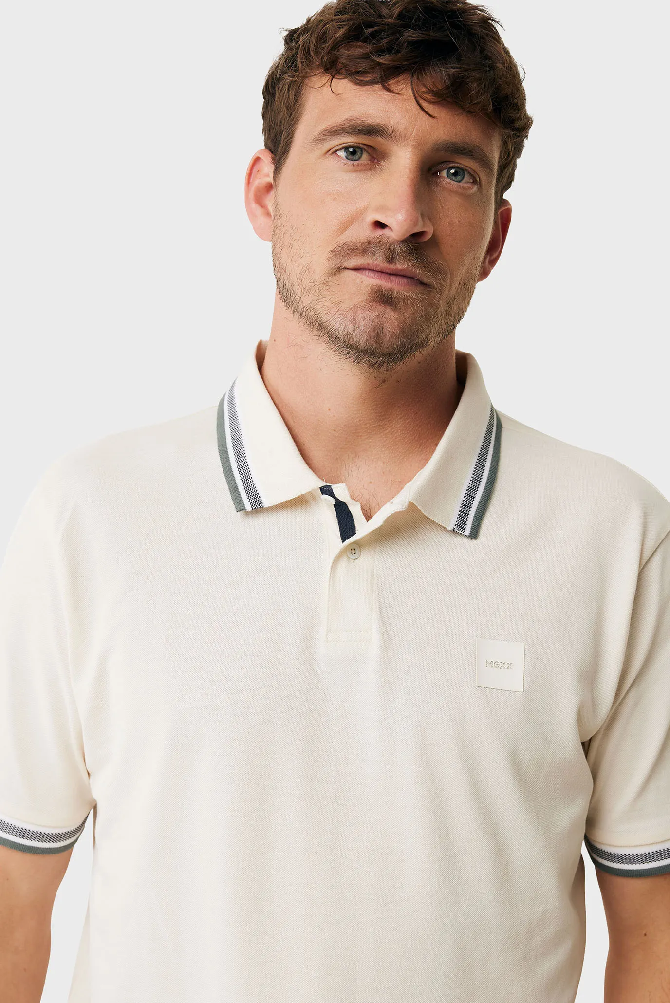 Мужское белое поло Tipping polo regular fit 4