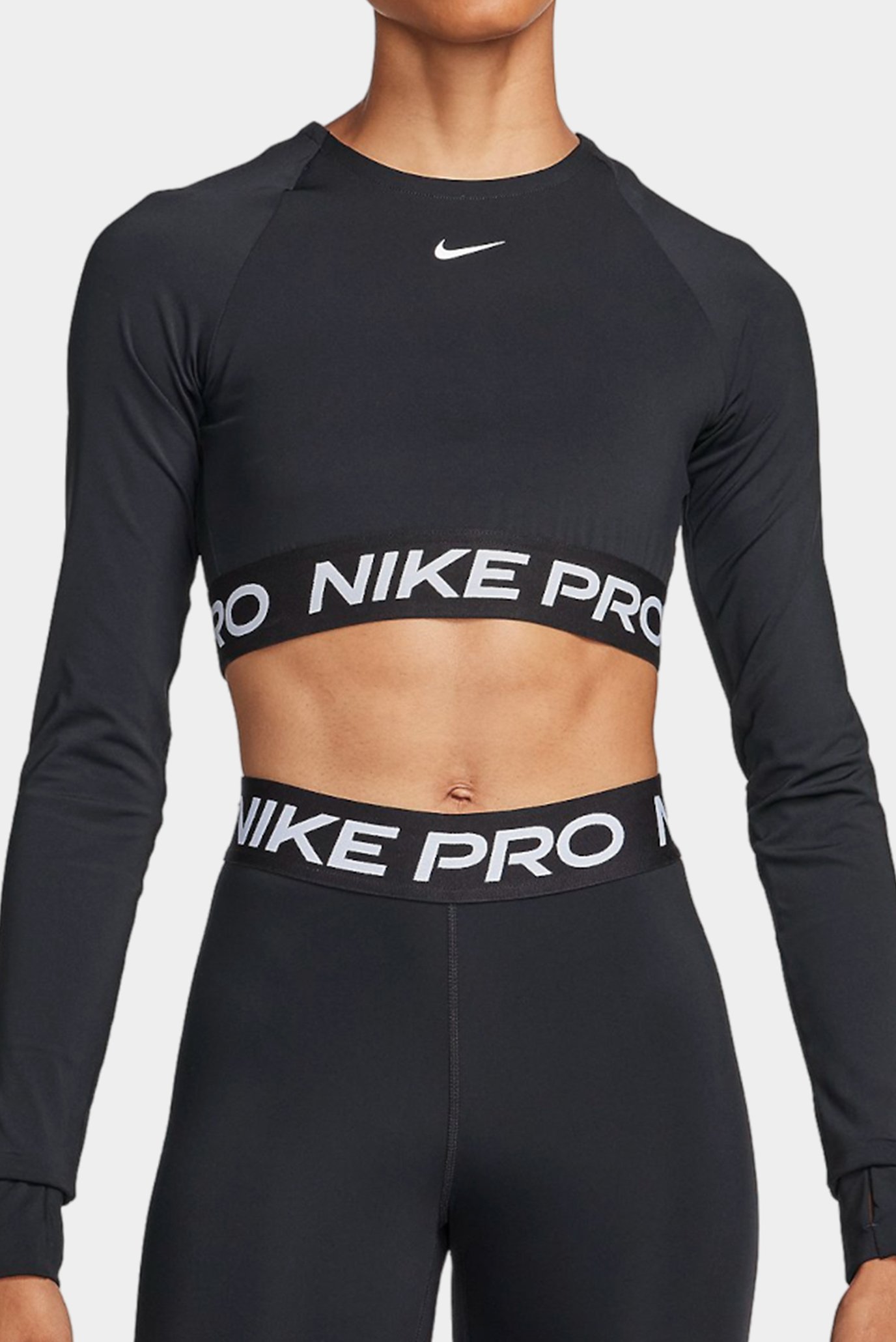 Женский черный лонгслив NIKE PRO DF 365 CROP LS 1