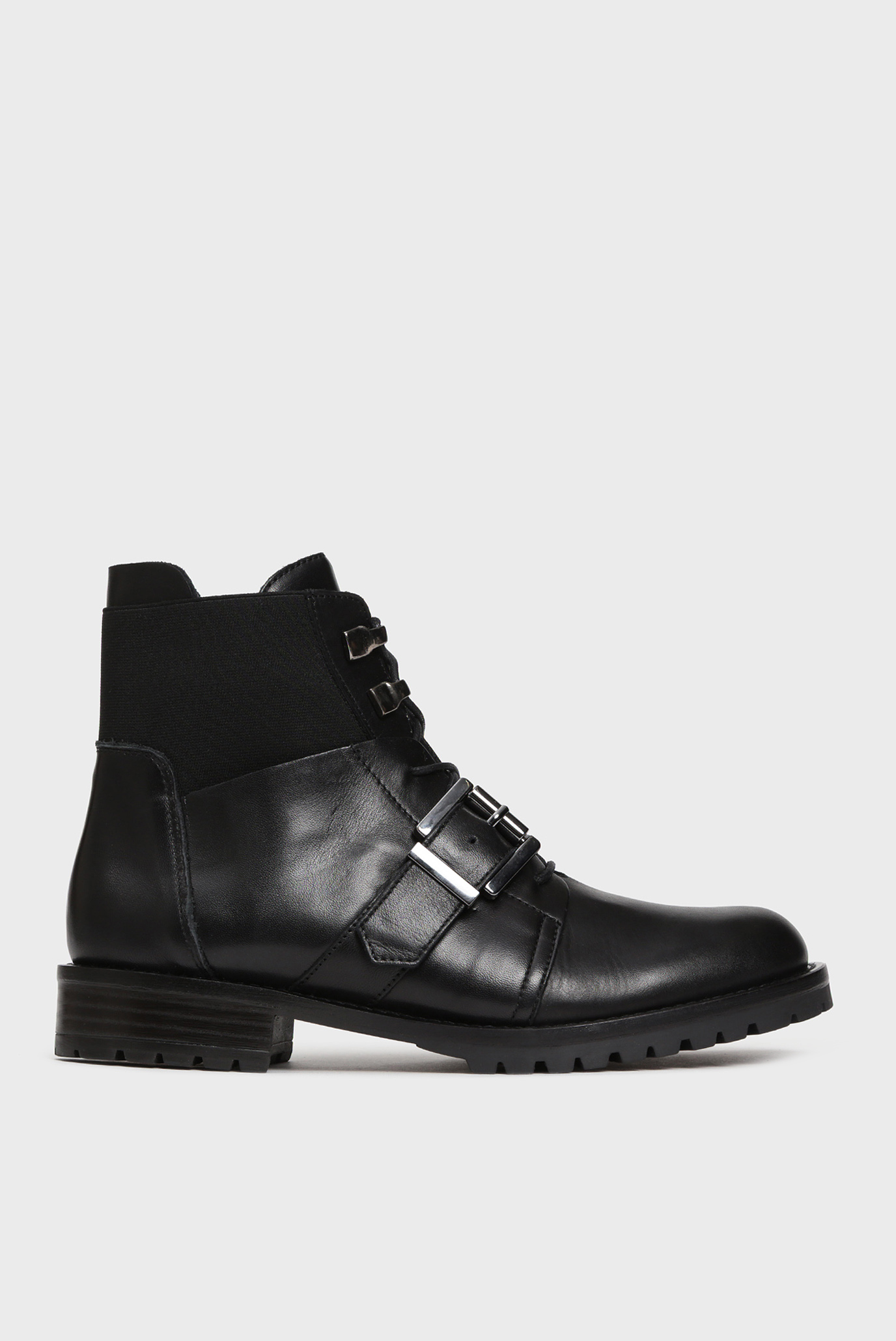 Женские черные кожаные ботинки GISELLE 1