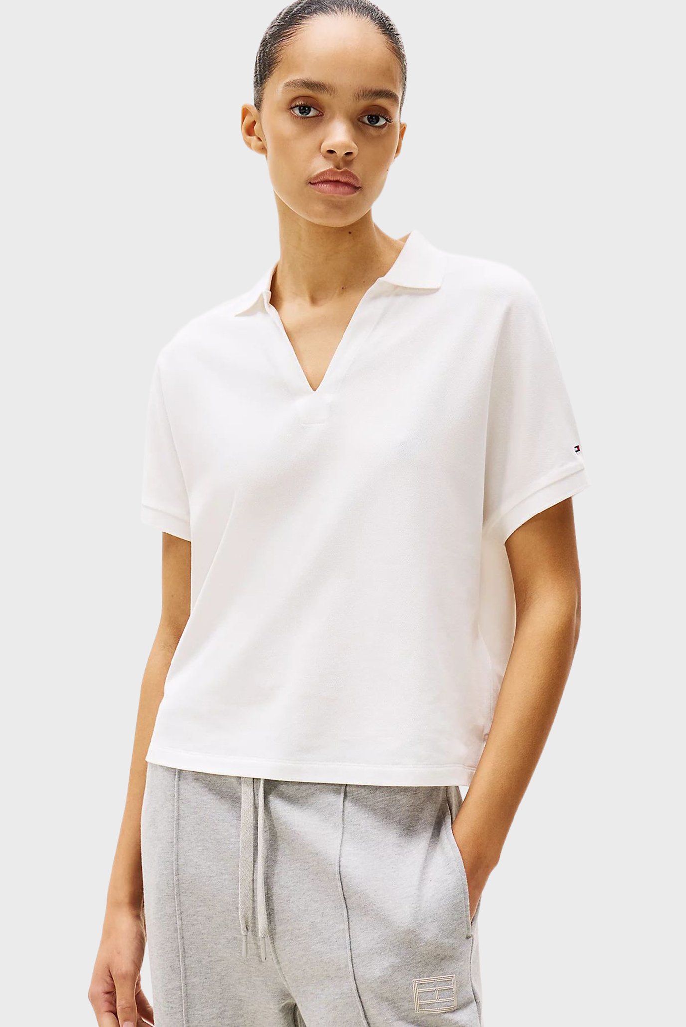 Женское белое поло OPEN-NK RELAXED Белый S Tommy Hilfiger WW0WW44512 Женское белое поло OPEN-NK RELAXED Белый S Tommy Hilfiger WW0WW44512