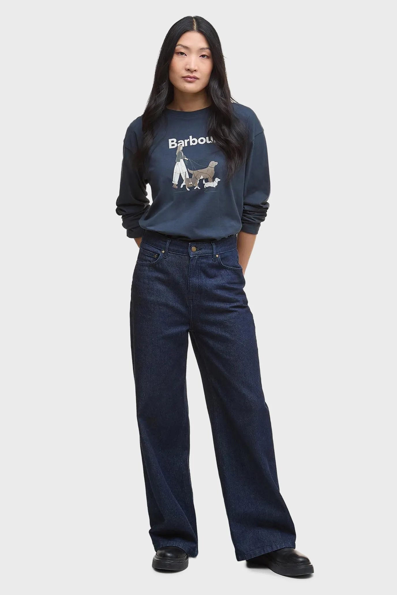 Жіночий темно-синій лонгслів 2