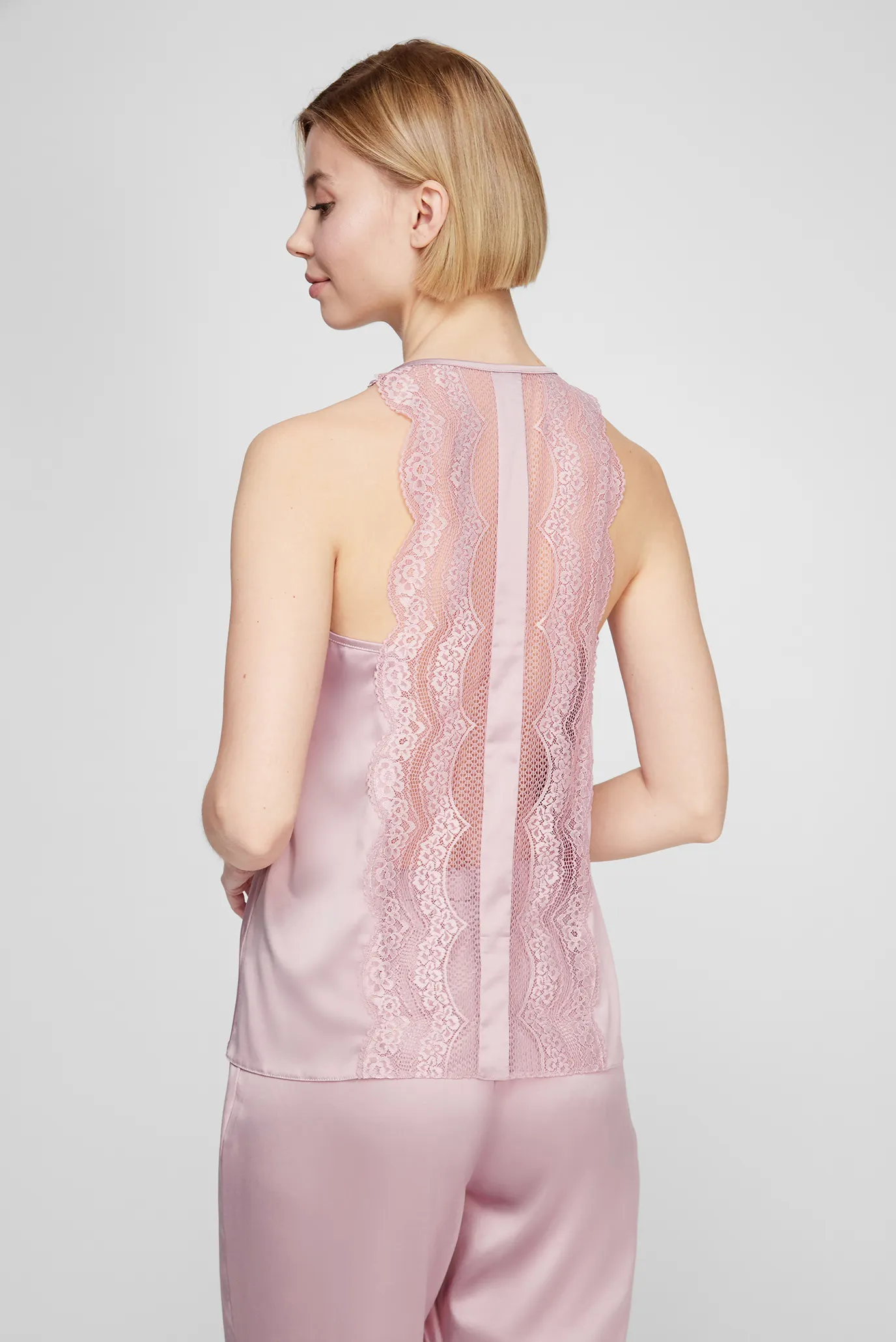 Жіноча рожева піжама (топ, брюки) 4