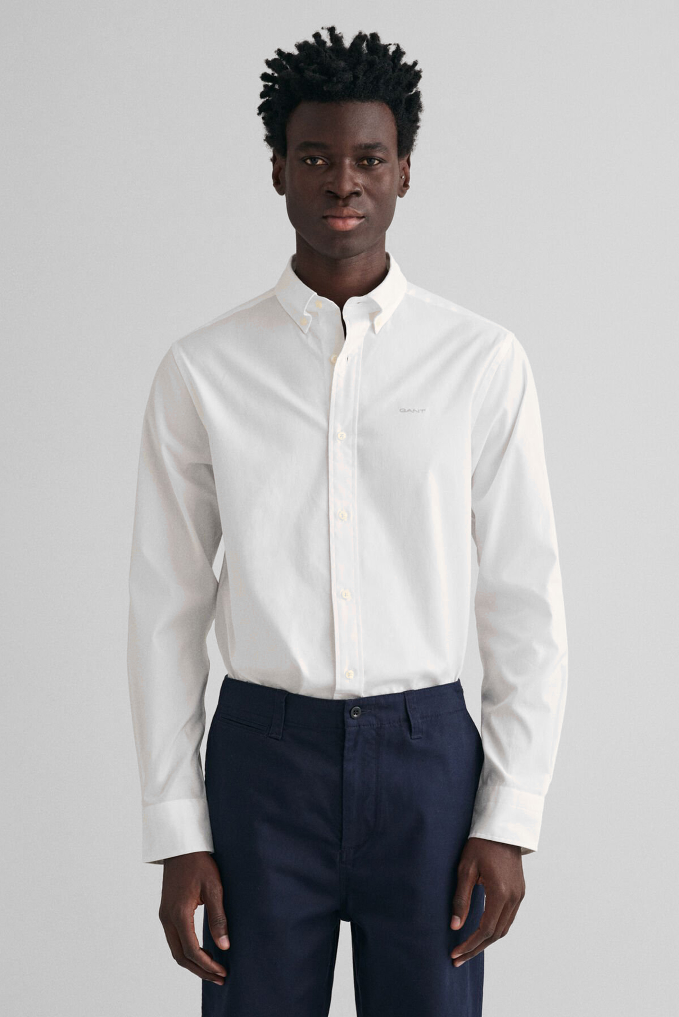 Мужская белая рубашка REG PINPOINT OXFORD SHIRT 1
