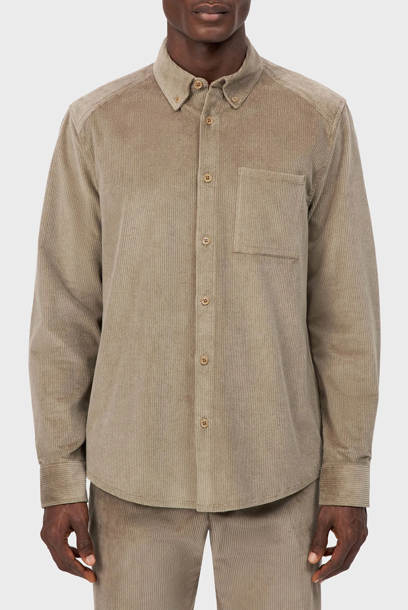 Мужская бежевая вельветовая рубашка LIEТ 1