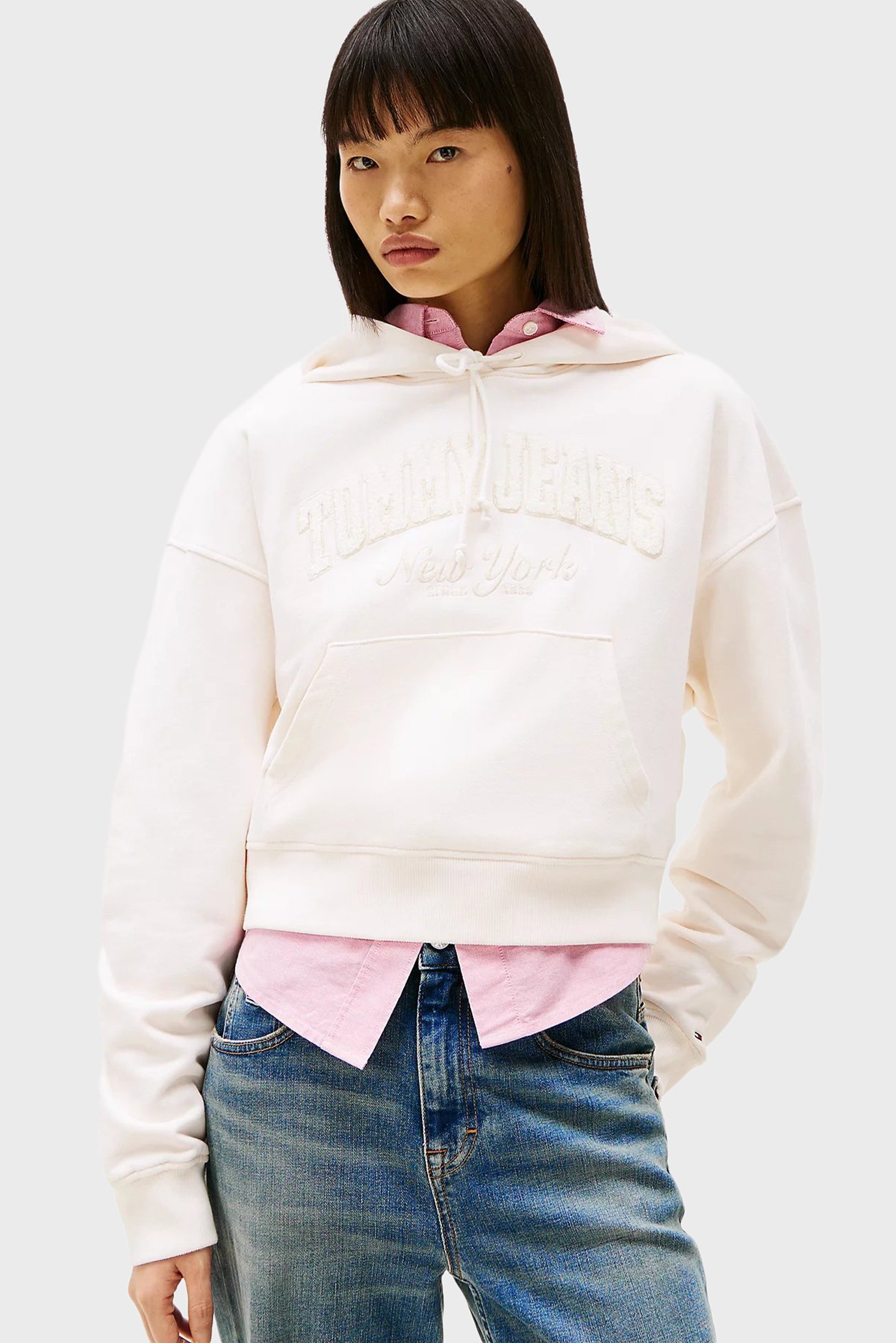 Женское белое худи TJW BOXY CRP GMD VARSITY HOODIE 1