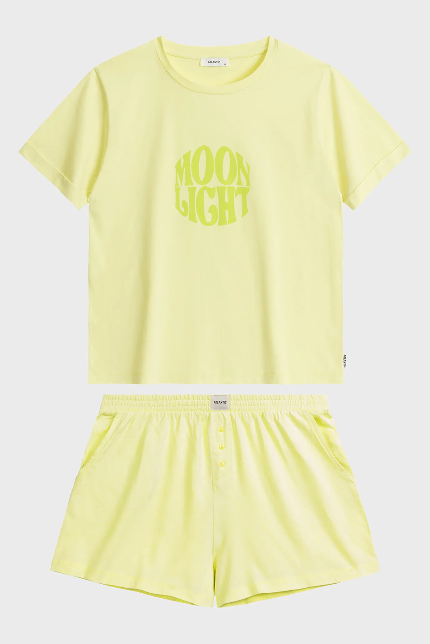 Жіноча жовта піжама (футболка, шорти) 3