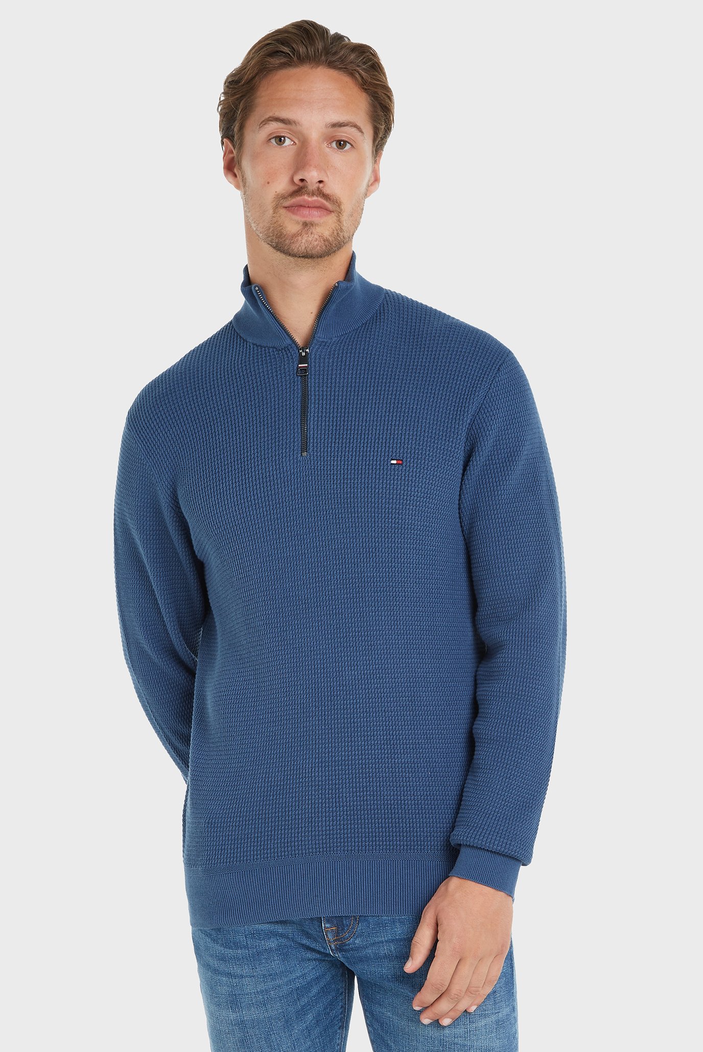 Мужская синяя кофта REFINED STRUCTURE ZIP MOCK Синий L Tommy Hilfiger MW0MW35471 Мужская синяя кофта REFINED STRUCTURE ZIP MOCK Синий L Tommy Hilfiger MW0MW35471