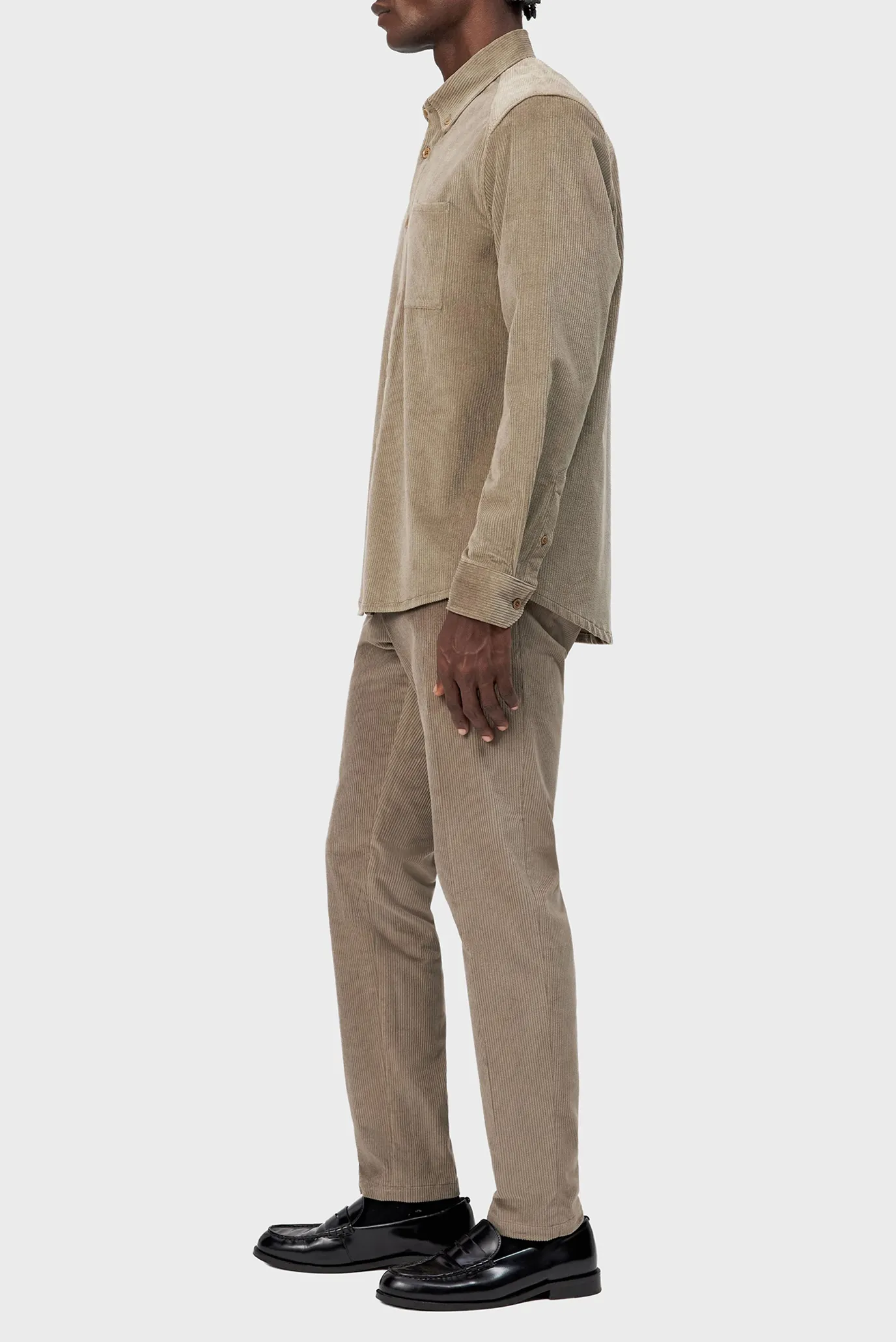 Мужская бежевая вельветовая рубашка LIEТ 3