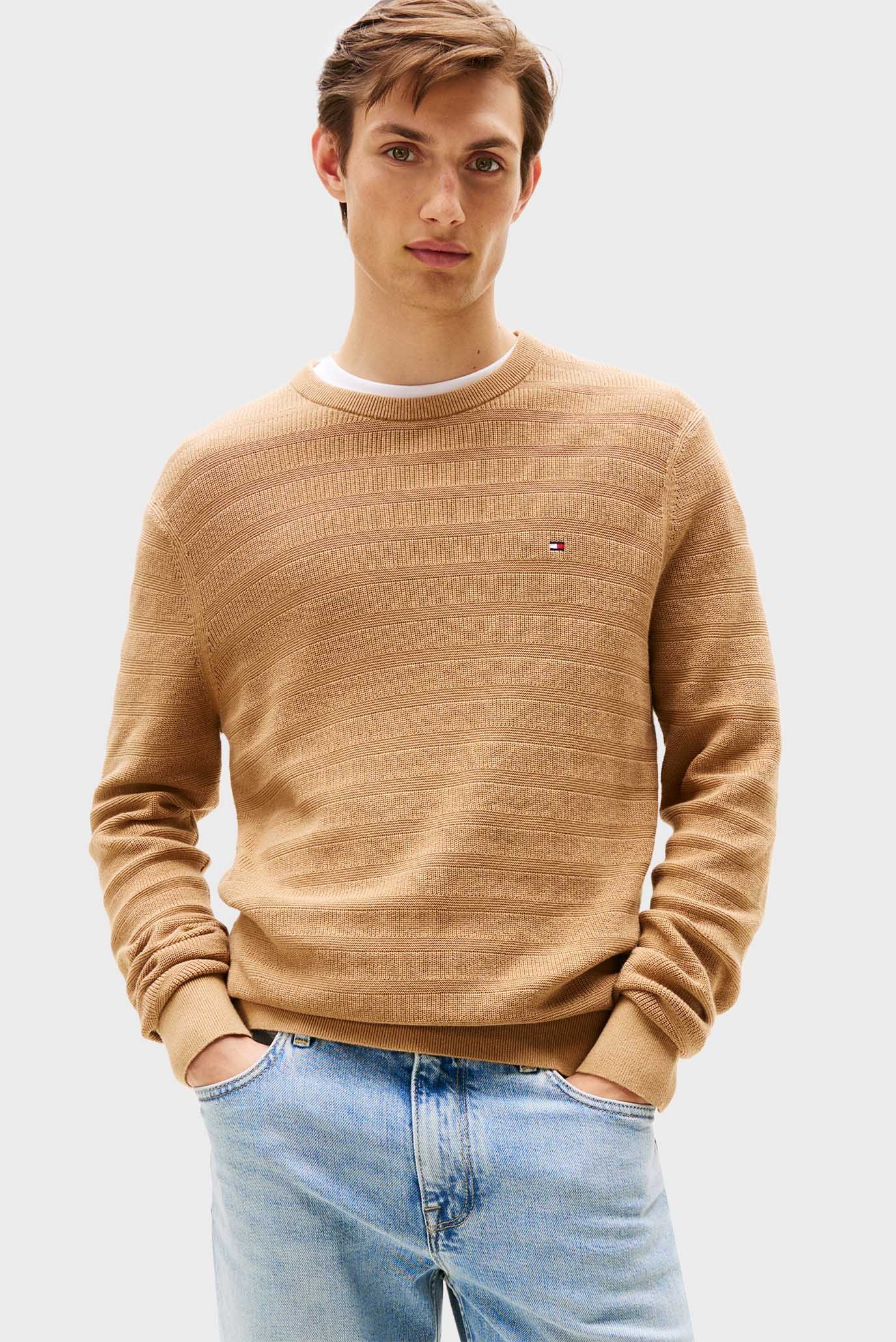 Мужской бежевый джемпер STRIPE STRUCTURE Бежевый XXL Tommy Hilfiger MW0MW39535 Мужской бежевый джемпер STRIPE STRUCTURE Бежевый XXL Tommy Hilfiger MW0MW39535