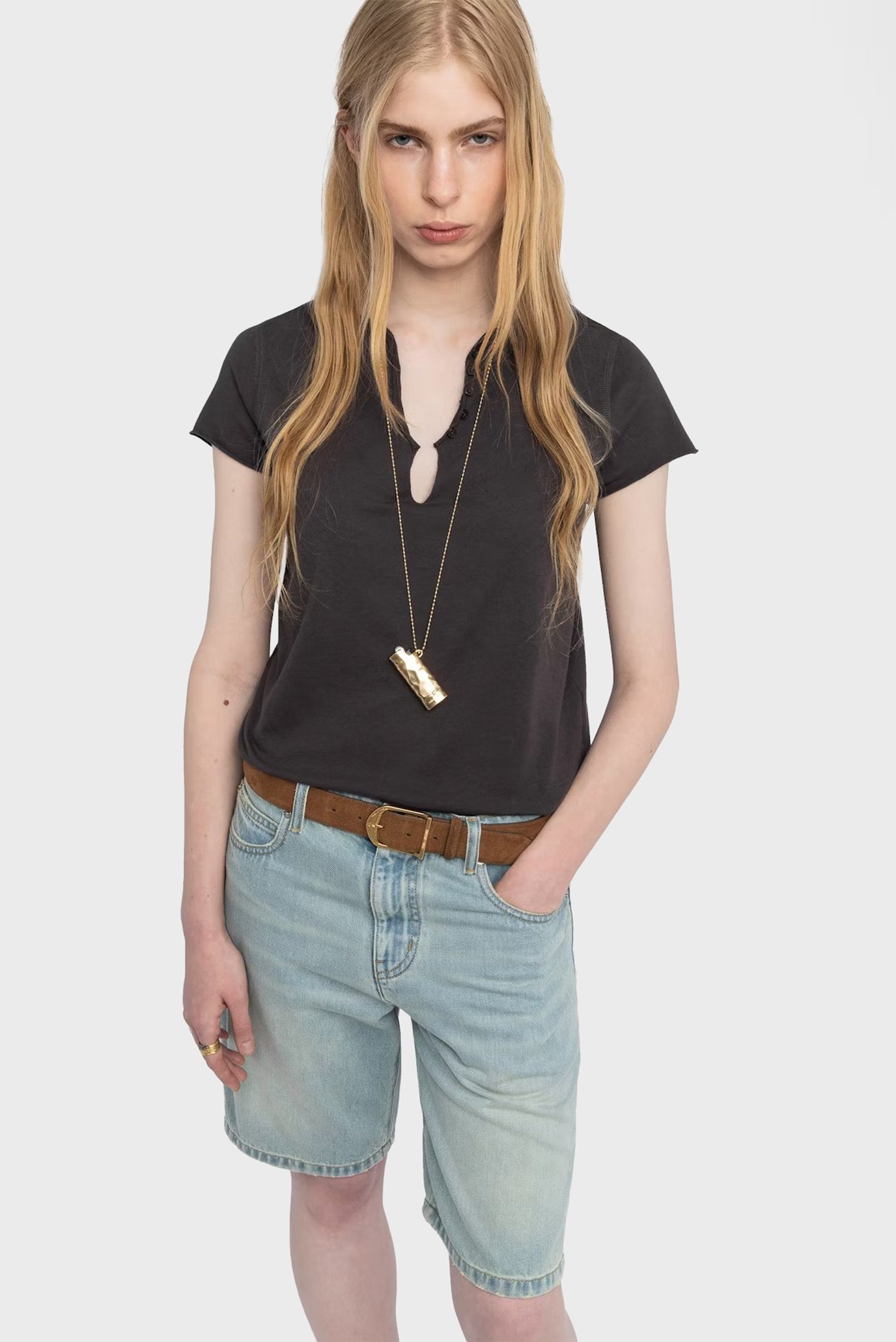 Женское темно-коричневое поло Tuni Коричневый M ZADIG&VOLTAIRE JWTN00447_DARK CHOCOLATE Женское темно-коричневое поло Tuni Коричневый M ZADIG&VOLTAIRE JWTN00447_DARK CHOCOLATE