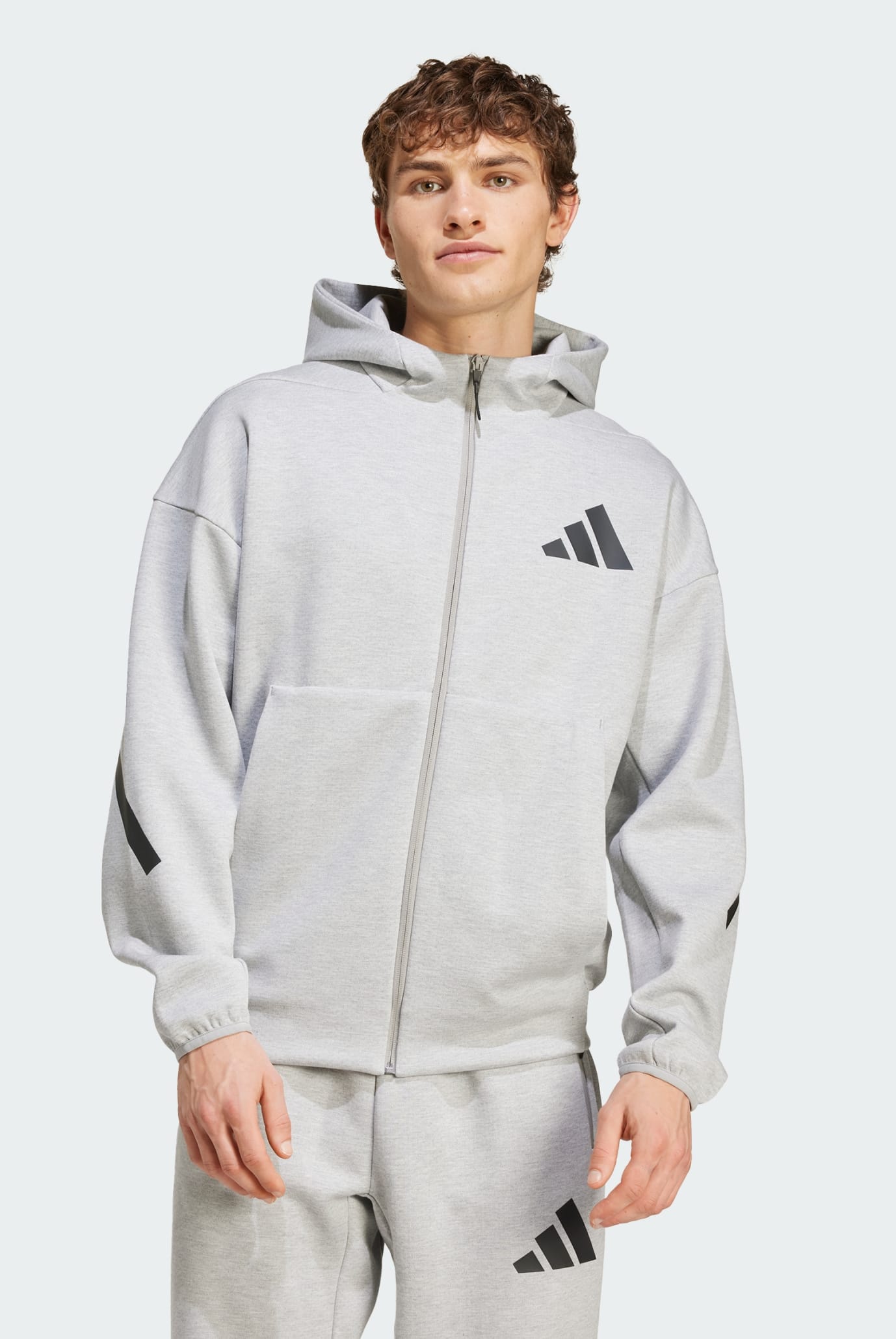 Мужское светло-серое худи New adidas Z.N.E. Full-Zip 1