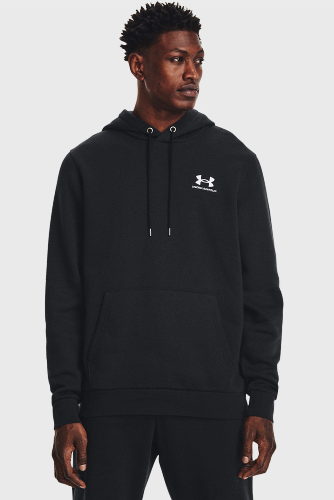 Мужское черное худи UA Essential Fleece Hoodie 1