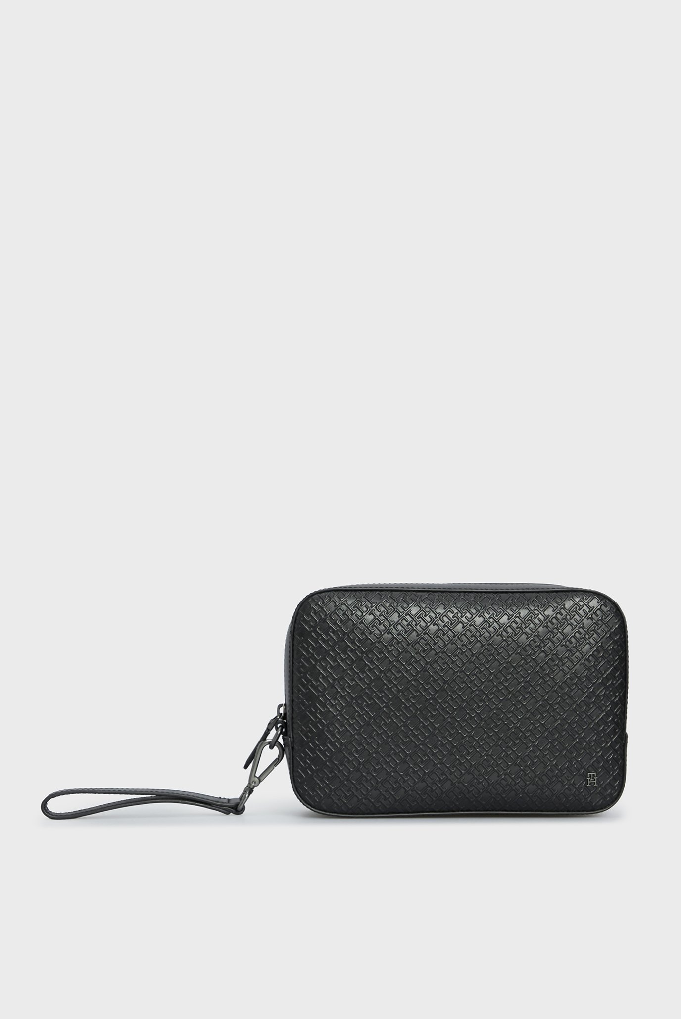 Чоловічий чорний шкіряний несесер TH MONOGRAM WASHBAG 1