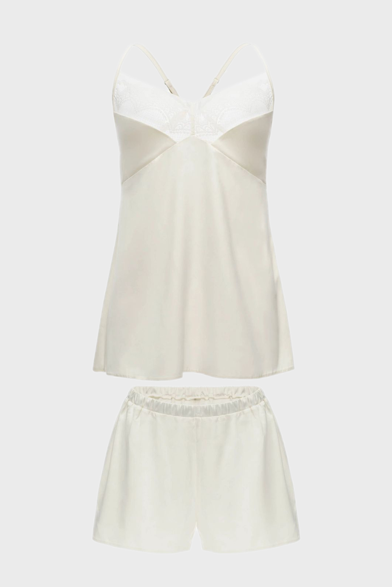 Женская белая пижама (топ, шорты) 1