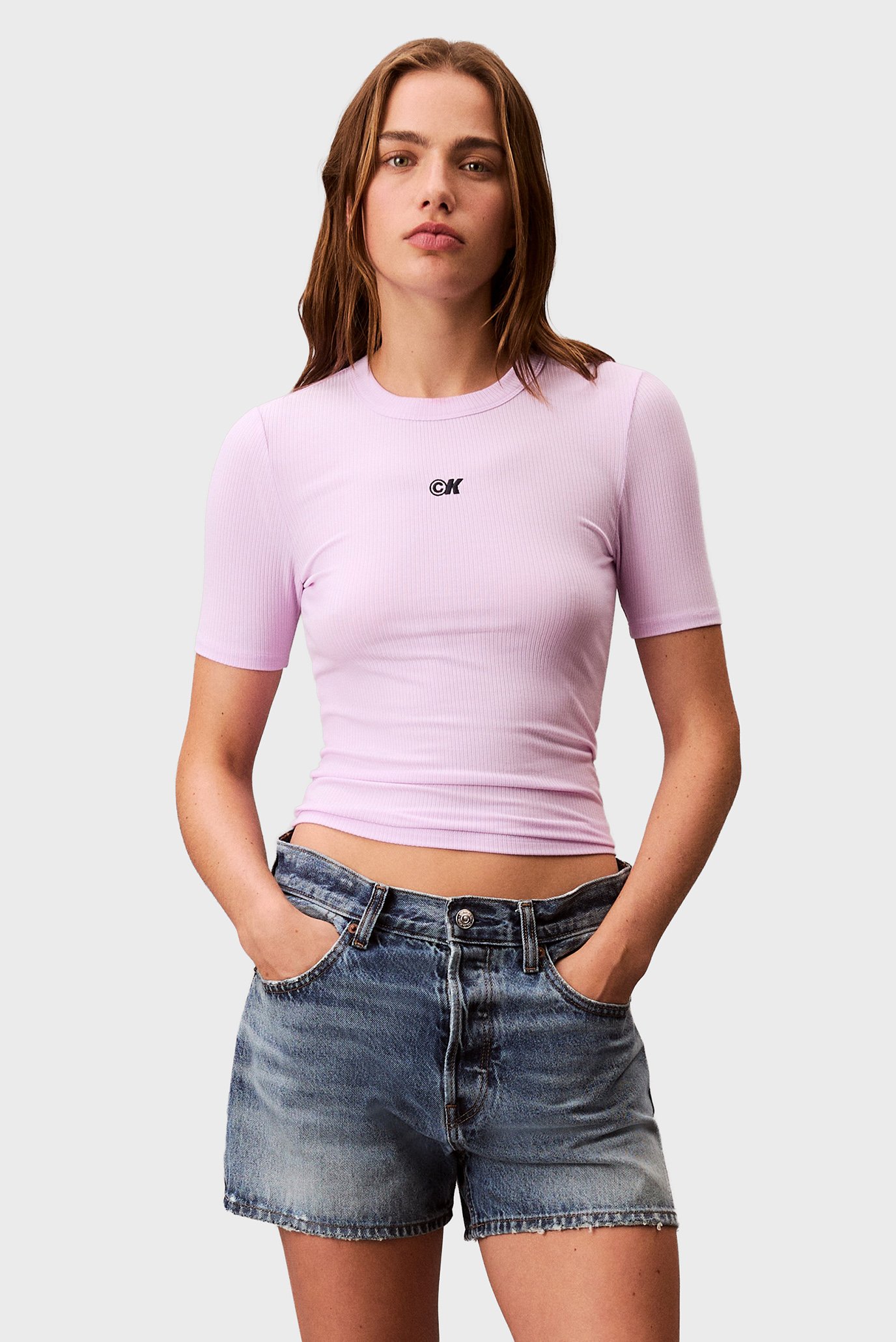 Женская сиреневая футболка A- Modal Rib Сиреневый XS Calvin Klein Jeans LV044C901G Женская сиреневая футболка A- Modal Rib Сиреневый XS Calvin Klein Jeans LV044C901G