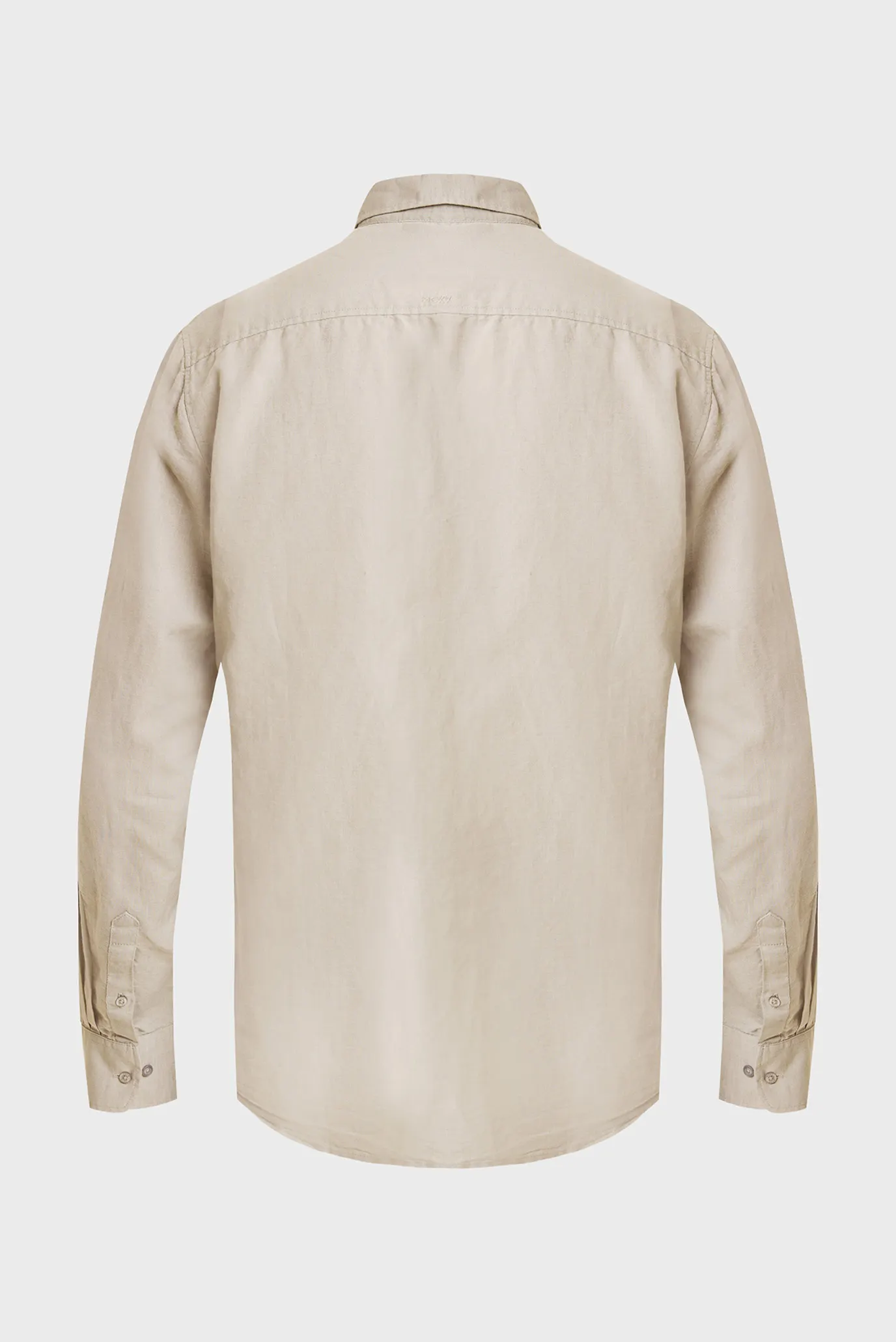 Мужская бежевая льняная рубашка CALEB Basic linen shirt 6