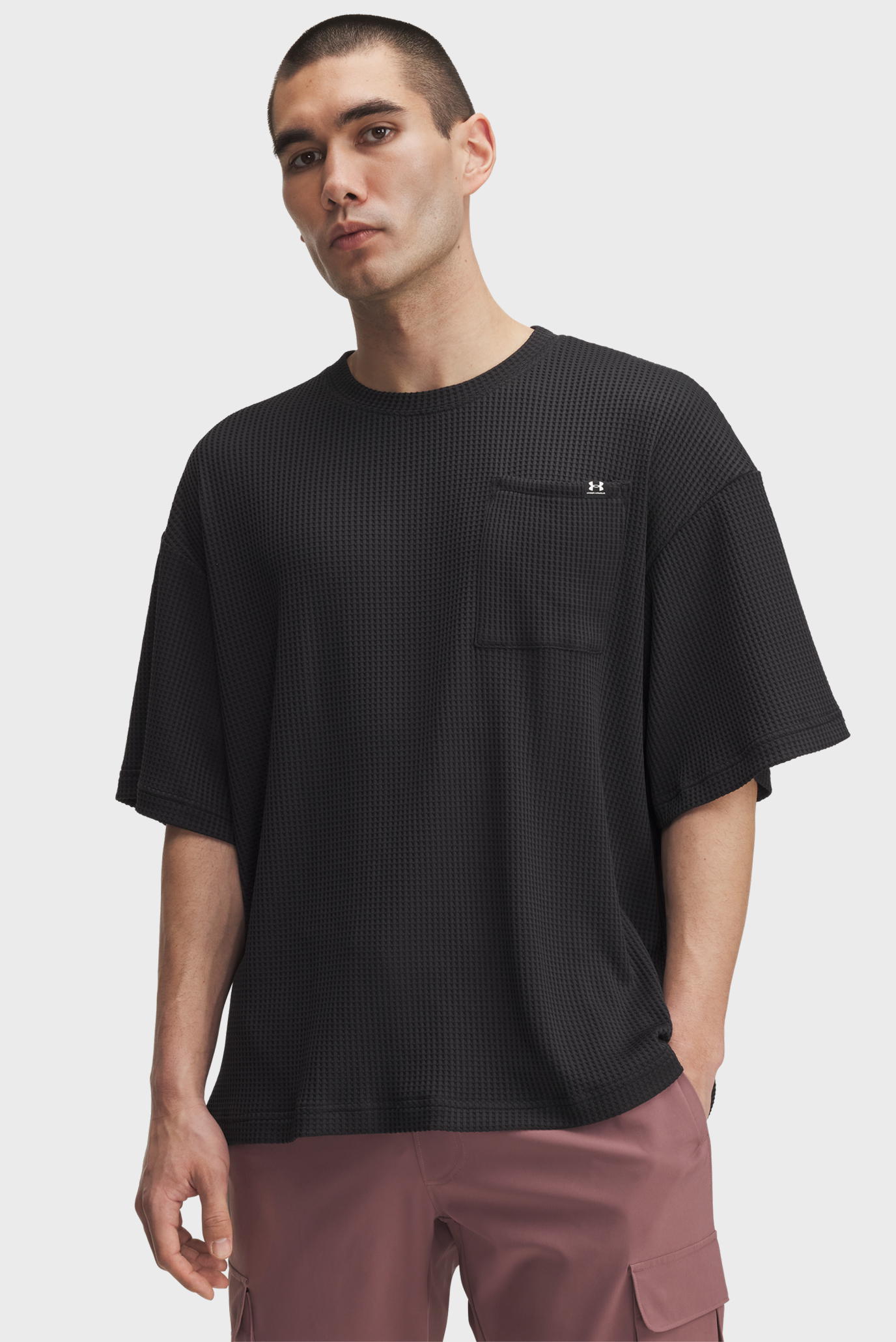 Мужская черная футболка UA Rival Waffle Crew Черный XXL Under Armour 1383106-001 Мужская черная футболка UA Rival Waffle Crew Черный XXL Under Armour 1383106-001