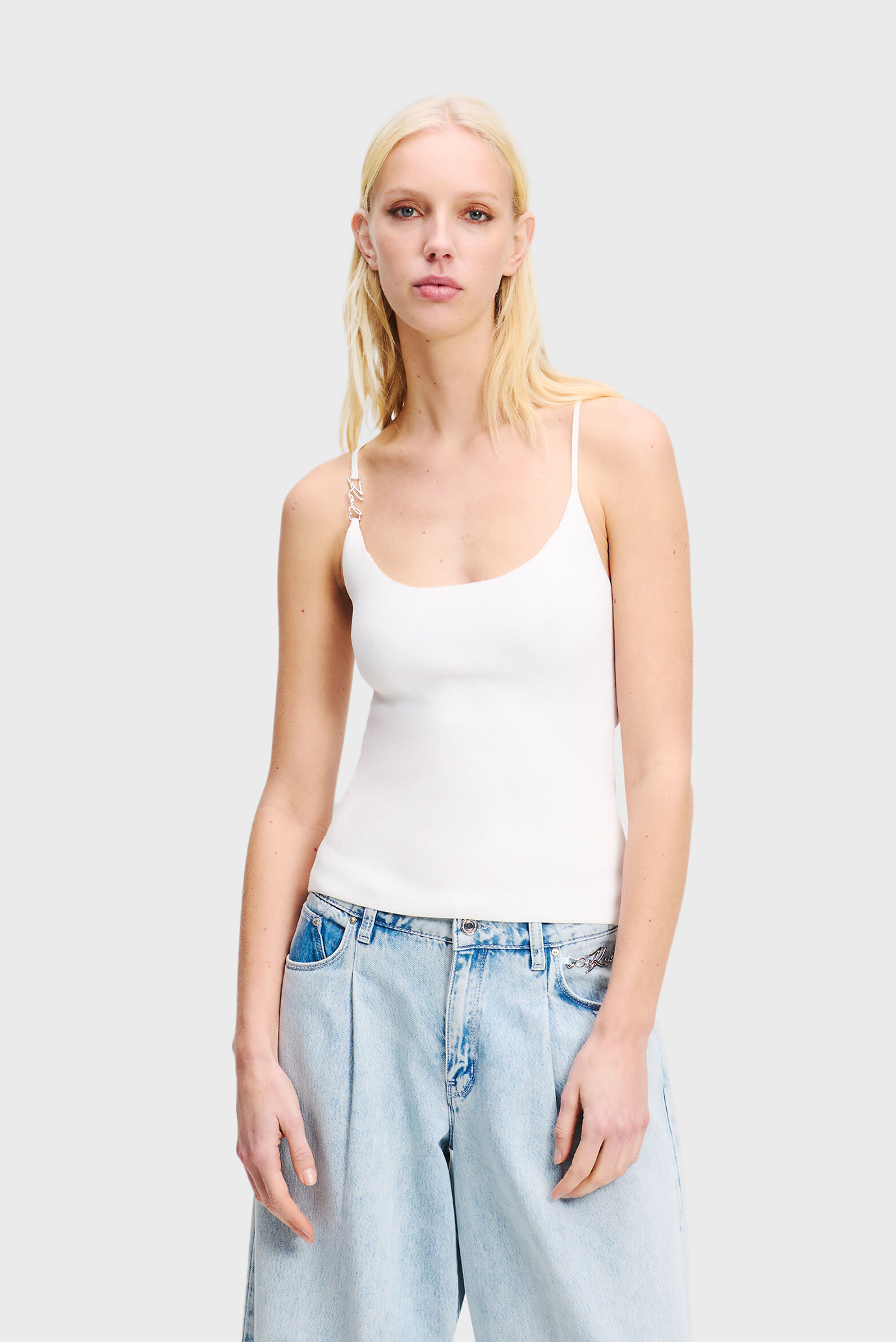 Женская белая майка KNIT TANK Белый L Karl Lagerfeld A2W18017 Женская белая майка KNIT TANK Белый L Karl Lagerfeld A2W18017