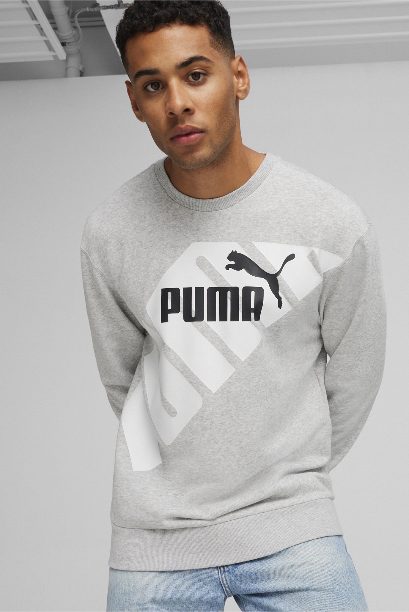 Чоловічий світло-сірий світшот PUMA POWER Men's Graphic Sweatshirt 1