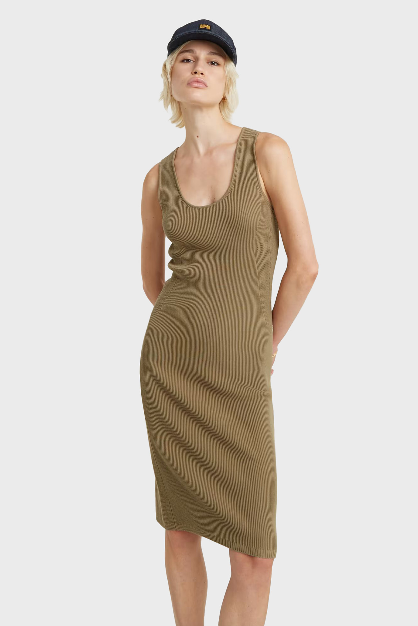 Женское коричневое платье Bodycon ribbed knitted tank dress wmn 1