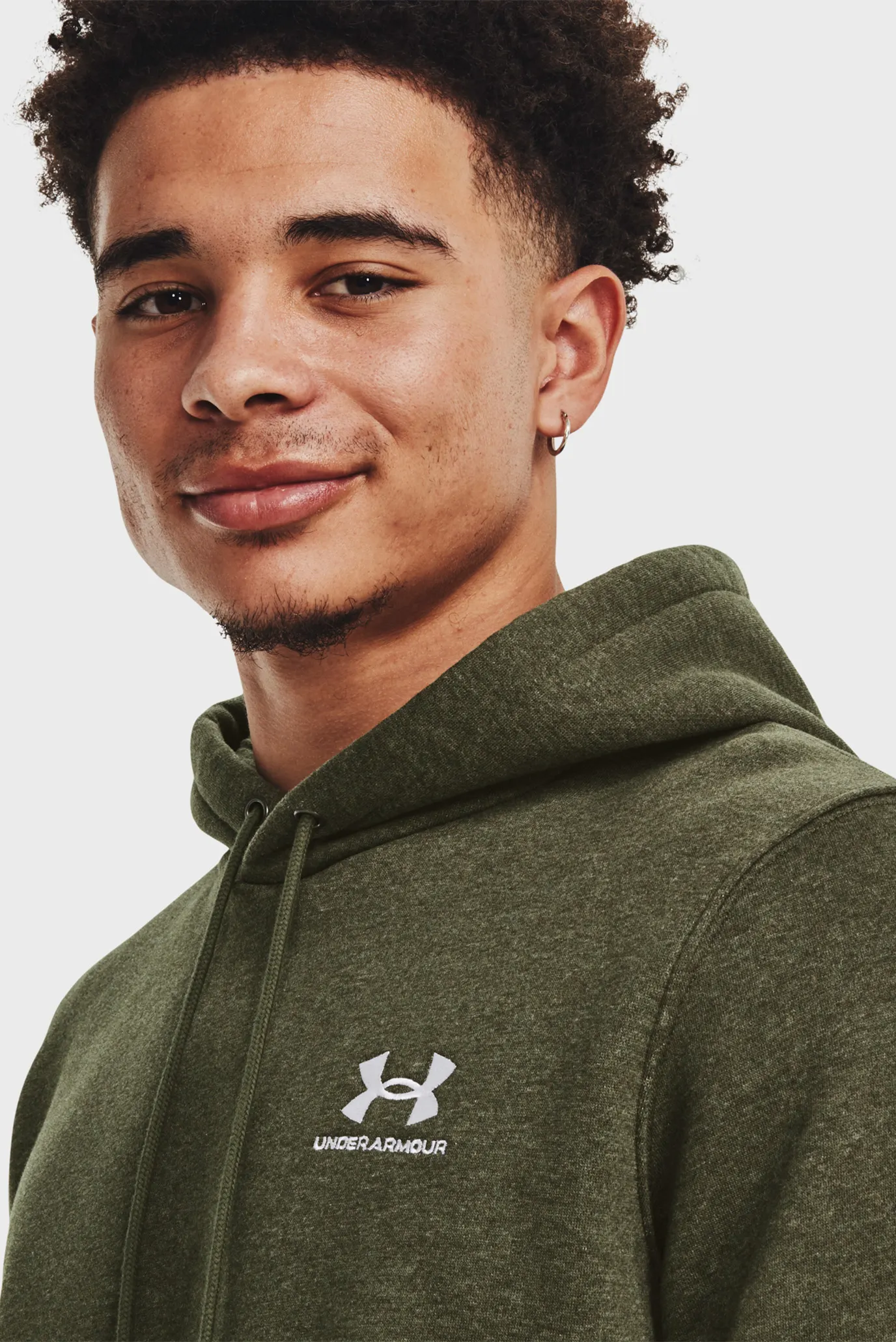 Мужское оливковое худи UA Essential Fleece Hoodie 4