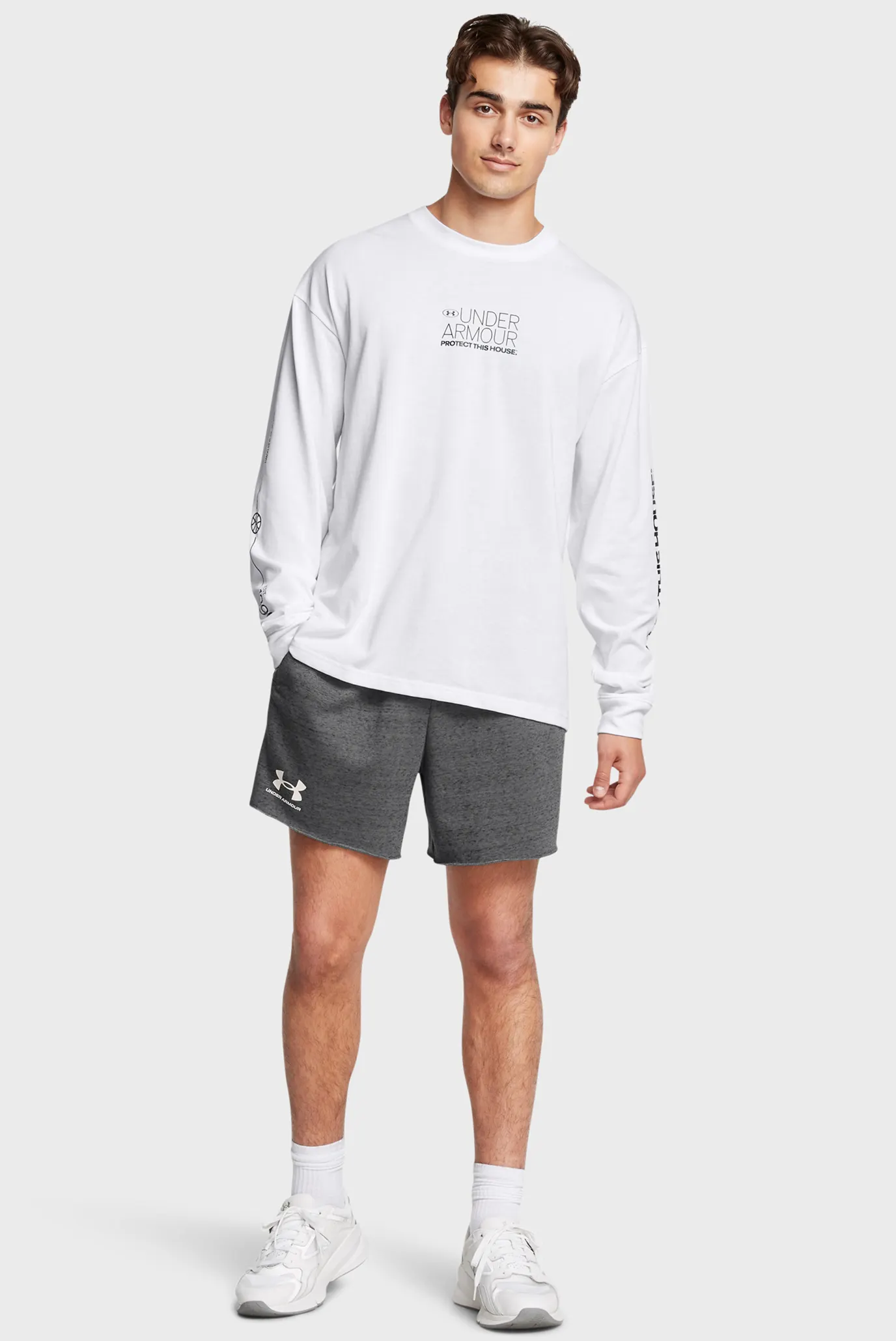 Мужские темно-серые шорты UA Rival Terry 6in Short 2