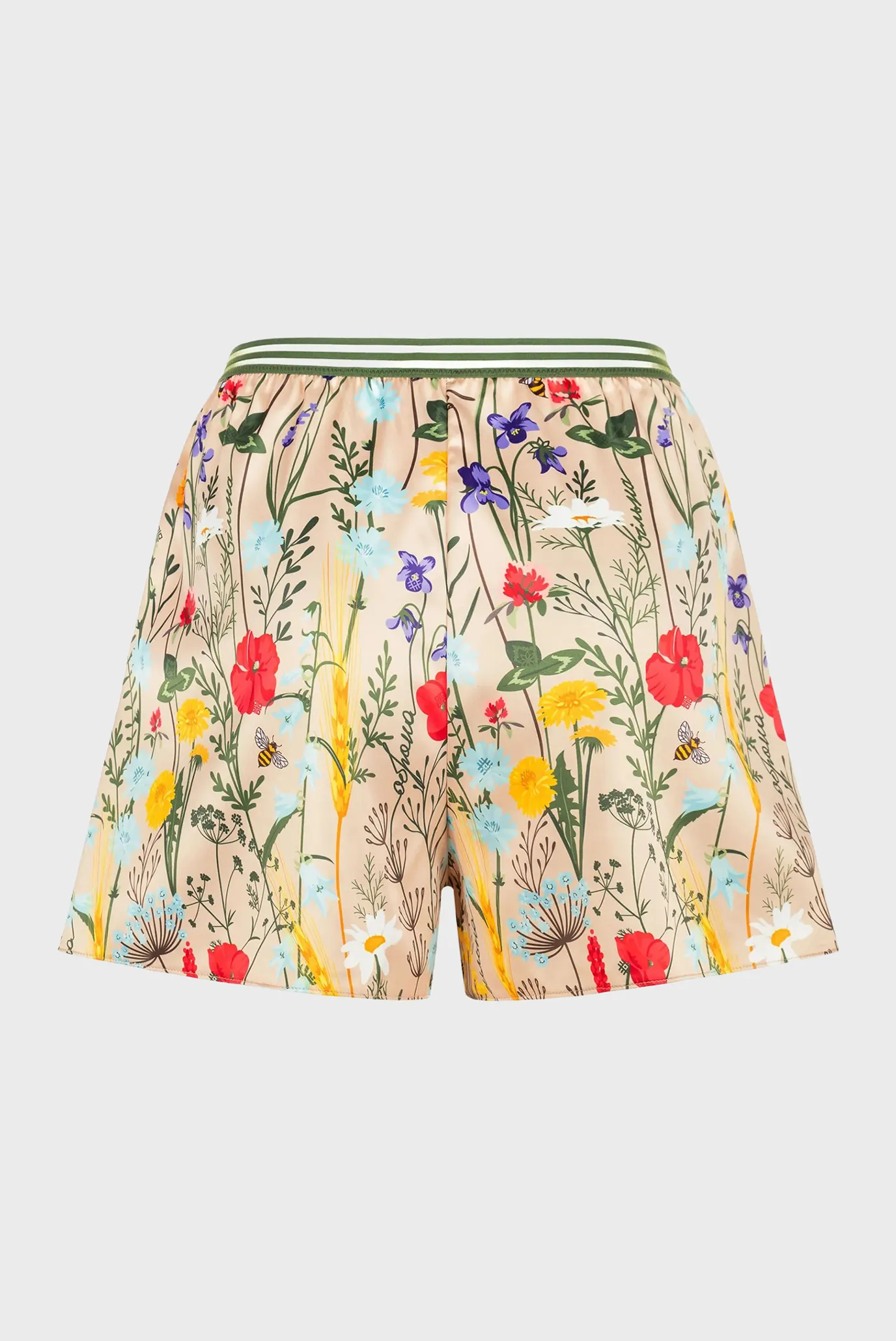 Жіноча бежева піжама з візерунком (топ, шорти) 5