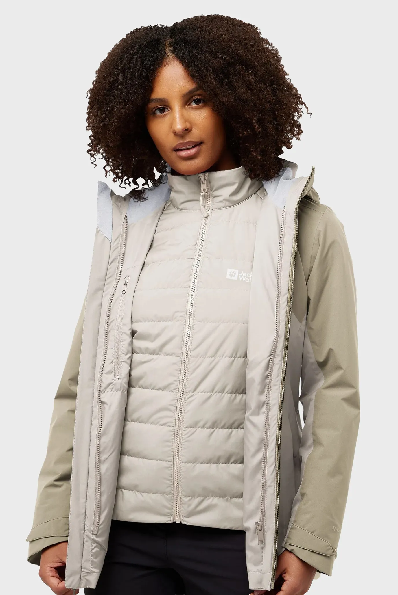 Женская бежевая куртка 3в1 3