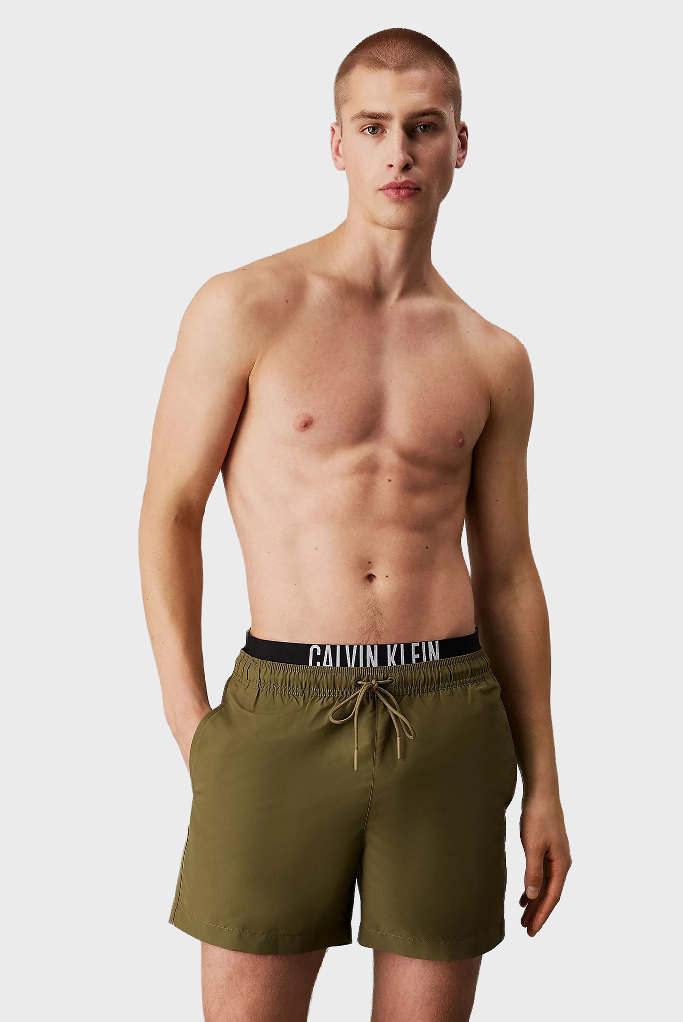 Мужские оливковые плавательные шорты Оливковый L Calvin Klein KM0KM01093