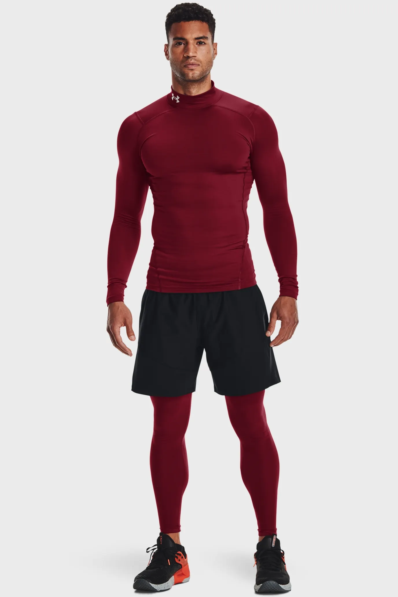 Чоловічий бордовий термореглан UA CG Armour Comp Mock 2